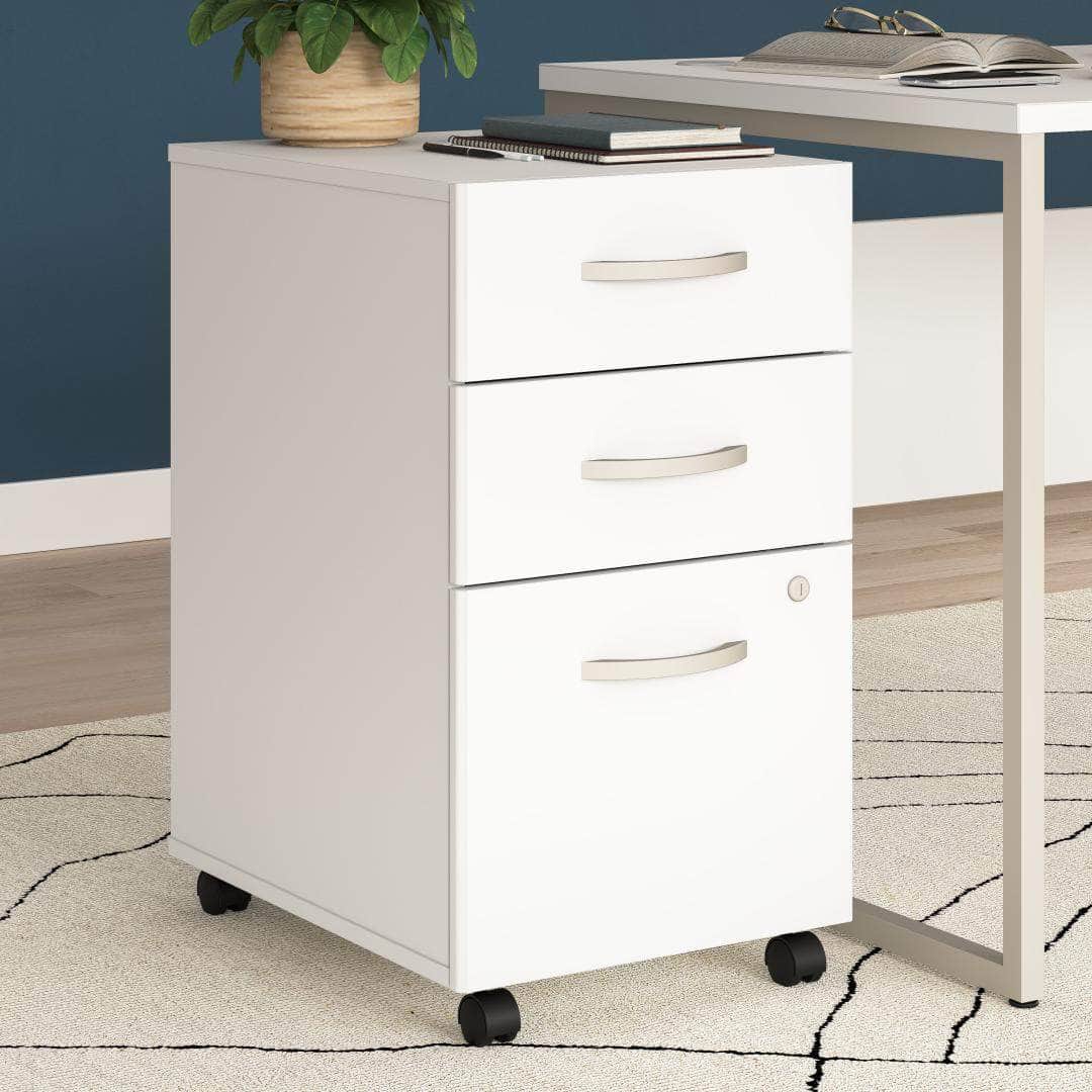 Zaniah 3-Drawer Mobile File Cabinet with Locking Wheels - Black, White, Gray (3 Colors) - Perfect for Office, Home, or School Organization and Document Storage