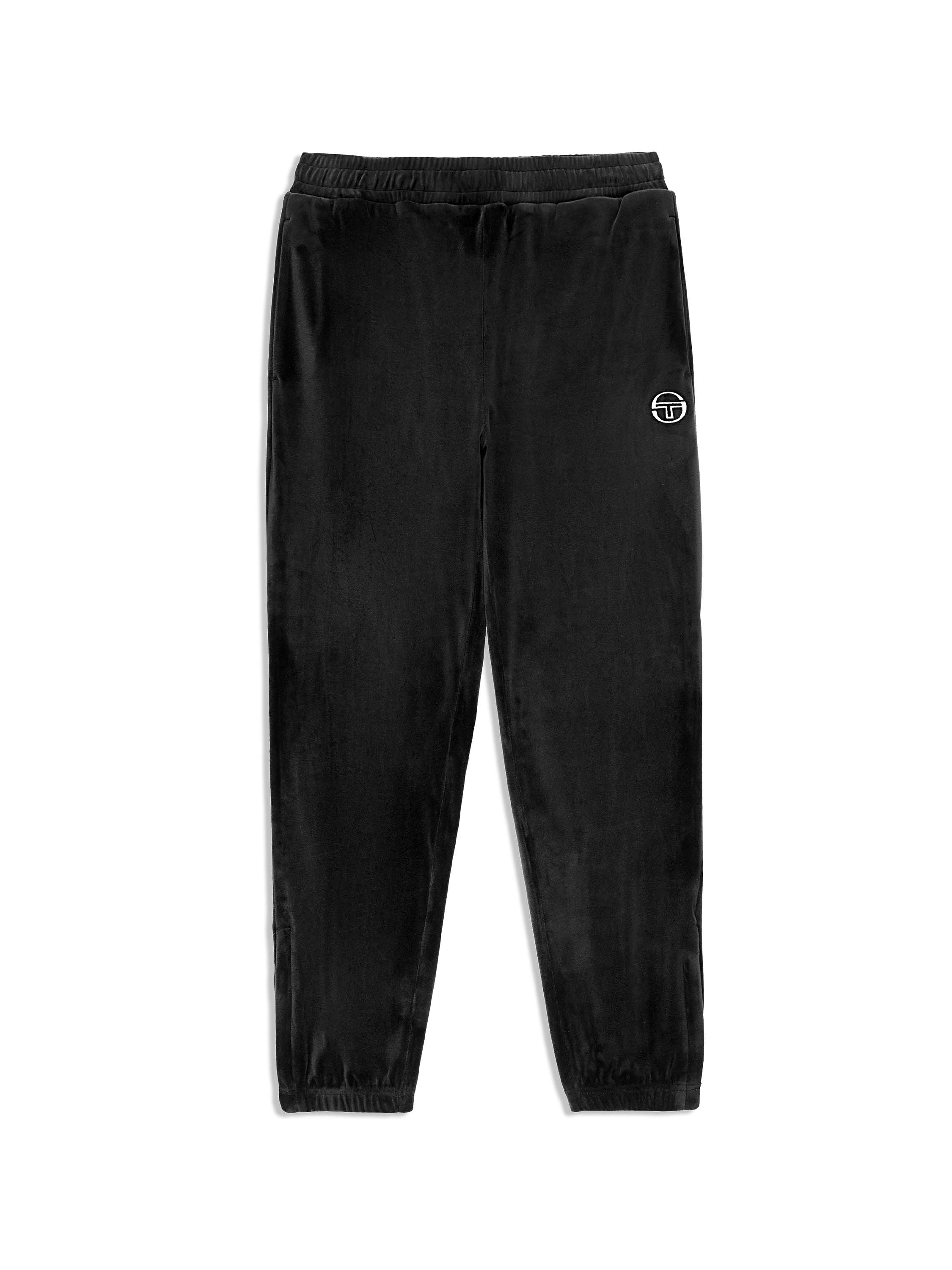Ostuni Velour Track Pants for Women - Soft Black Joggers with Elastic Waistband, Comfortable Lounge Pants for Yoga, Running, and Casual Wear