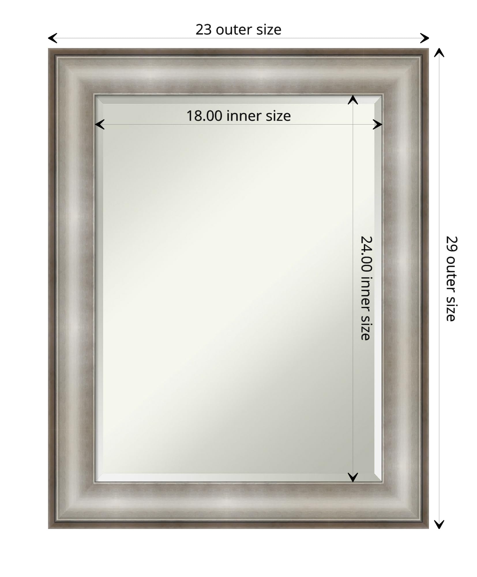 Amanti Art 29x23 Inch Silver Rectangle Bathroom Mirror with Beveled Edge - Traditional Frame for Over Sink, Horizontal or Vertical Hanging - Perfect Bathroom Wall Decor for Vanity, Powder Room & Guest Bath