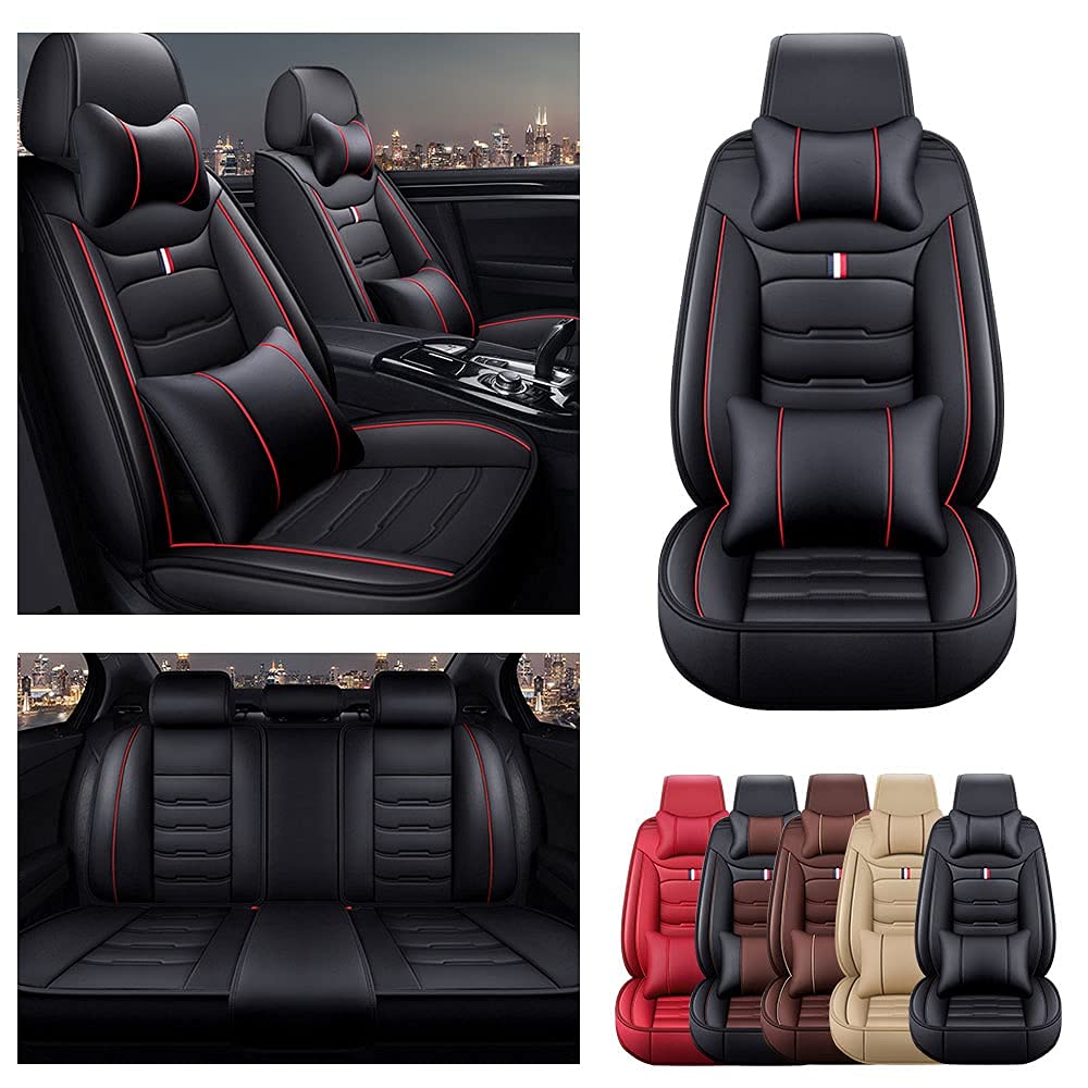 Premium Leatherette Car Seat Covers for Lexus RX 350 (2012-2017) - 5-Piece All-Weather Auto Seat Protectors in Black & Red | Luxury Comfort for Daily Commutes, Road Trips & Family Adventures