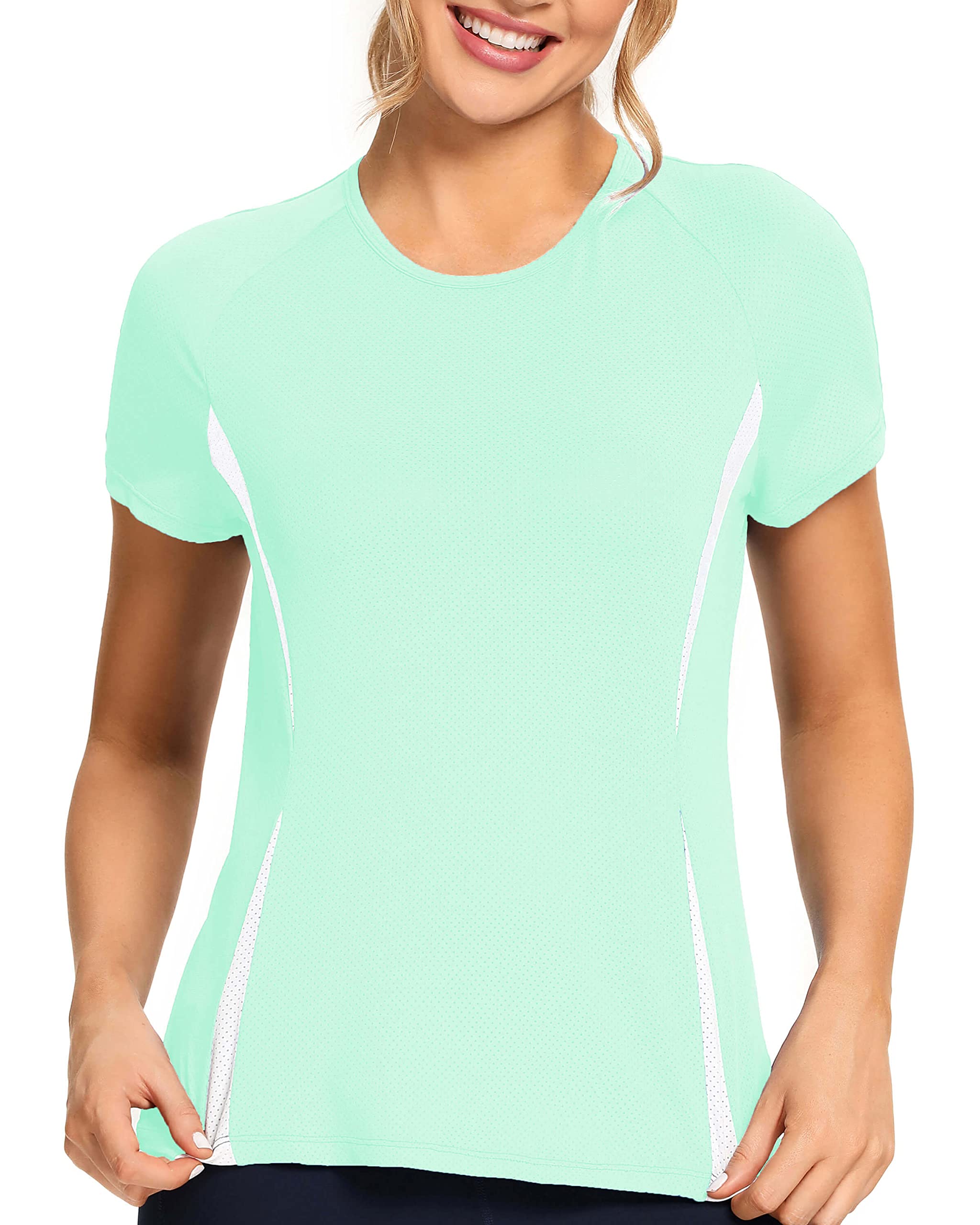 AS ROSE RICH Women's Workout Shirts - Breathable Athletic Tops for Running, Yoga & Gym - Comfortable Fitness Tees for Active Women