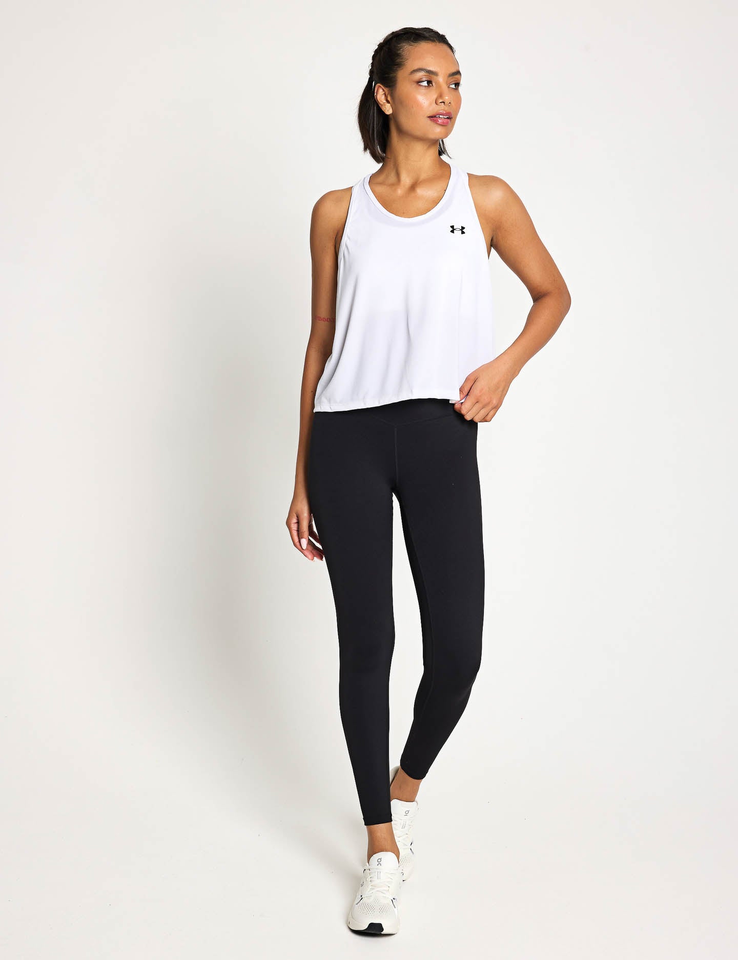 UA Tech Swing Tank Top for Women - Breathable Workout Shirt, White/Black - Perfect for Yoga, Running & Gym Training