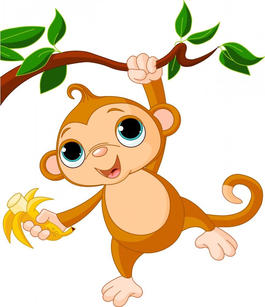 Baby Monkey on a Tree Wall Decal - Peel & Stick Wall Art Sticker (24