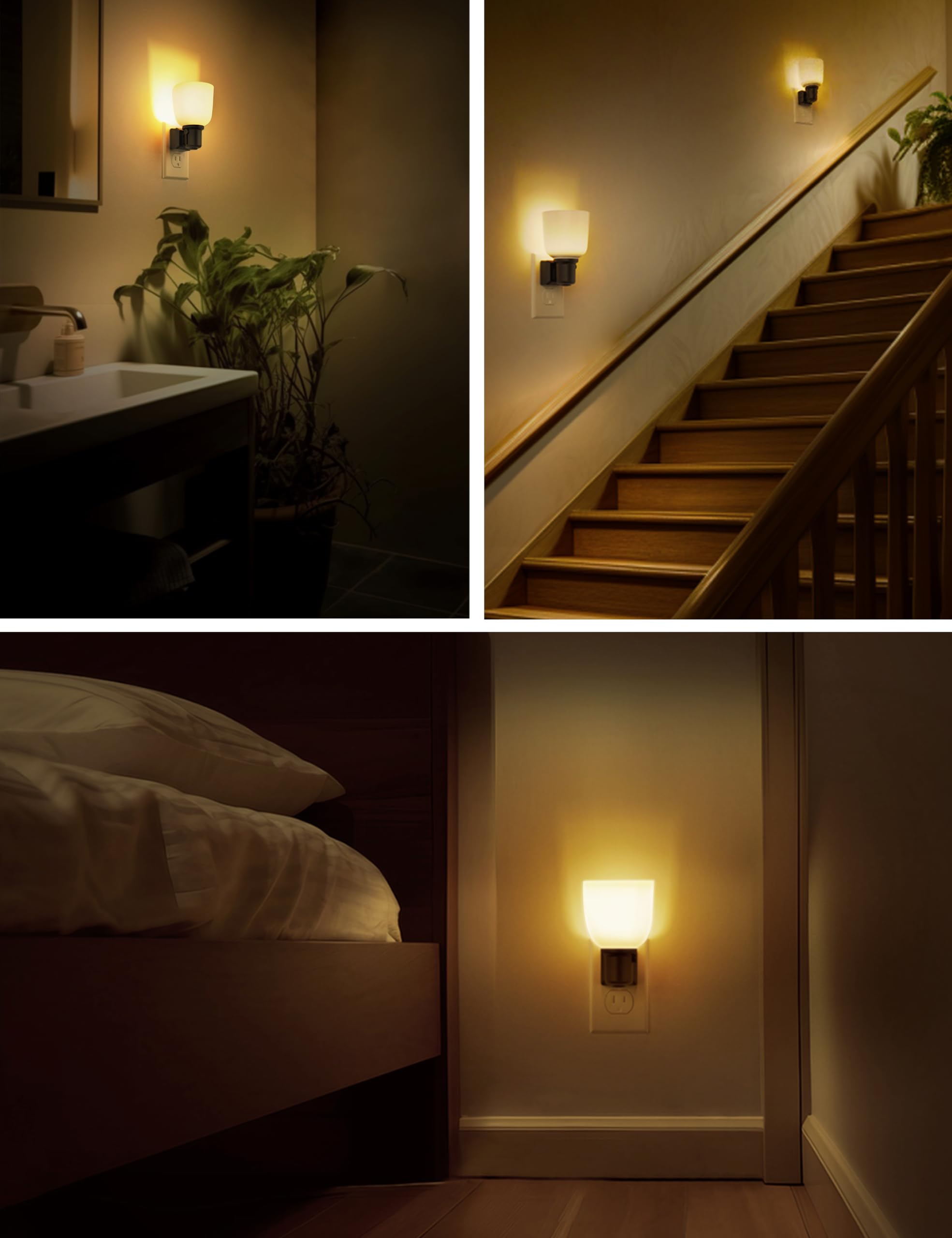 L LOHAS 2 Pack Dimmable LED Night Lights Plug into Wall - 0-100LM Adjustable Brightness, 3000K Soft White, Dusk to Dawn Sensor - Boho Farmhouse Night Lights for Bedroom, Bathroom, Nursery & Hallway - Perfect for Nighttime Safety and Gentle Illumination