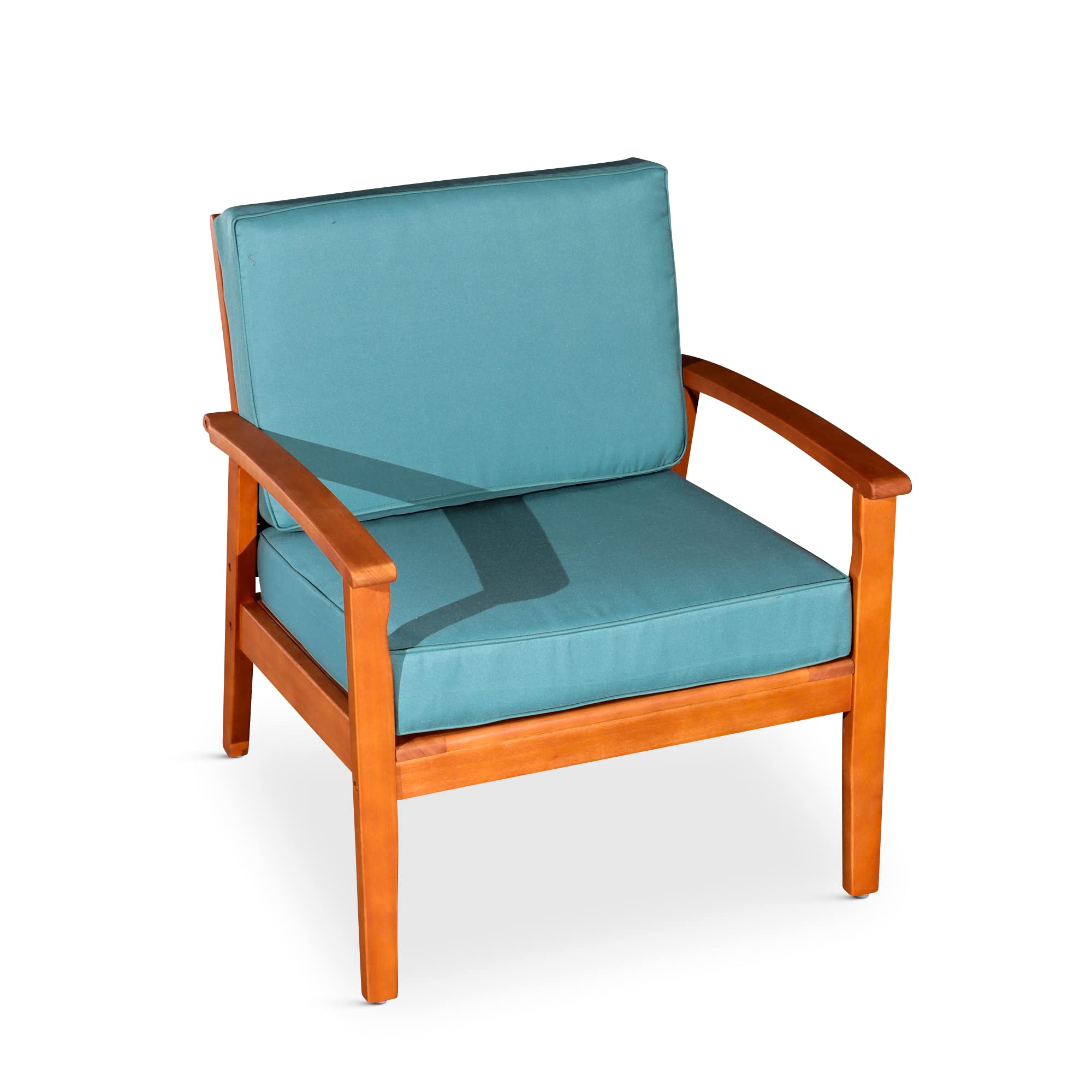 DTY Outdoor Living Longs Peak Deep Seat Eucalyptus Chair - Natural Oil Finish, Sage Cushions - Perfect for Patio, Garden, and Backyard Relaxation