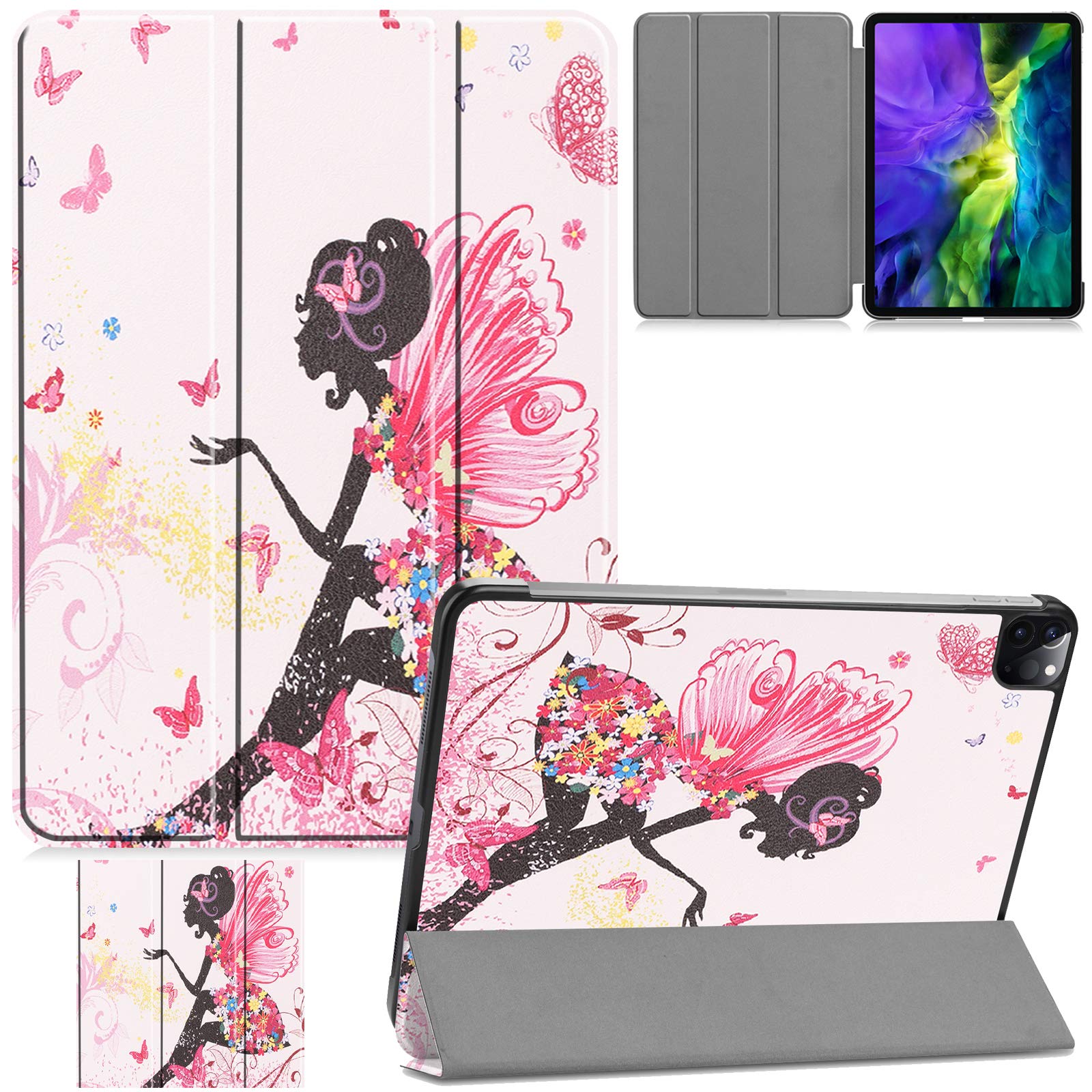Slim Tri-Fold Stand Case for iPad Pro 11 Inch (3rd/2nd Gen 2021/2020) - Auto Sleep/Wake, Apple Pencil Charging & Pairing, Lightweight Protective Cover (Elf Girl Design) | Perfect for Work, Travel & Home Use