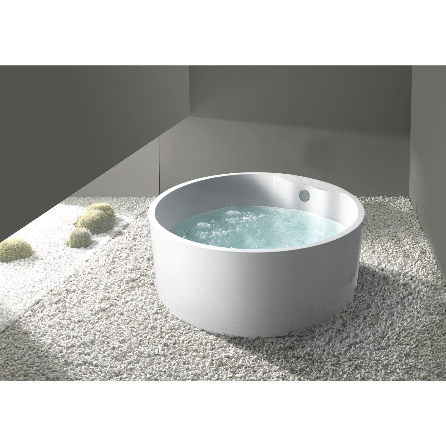 Aqua Eden 53 Inch Acrylic Round Freestanding Bathtub - Double Ended Soaking Tub with Drain, Glossy White Finish for Luxury Bathroom & Spa Relaxation