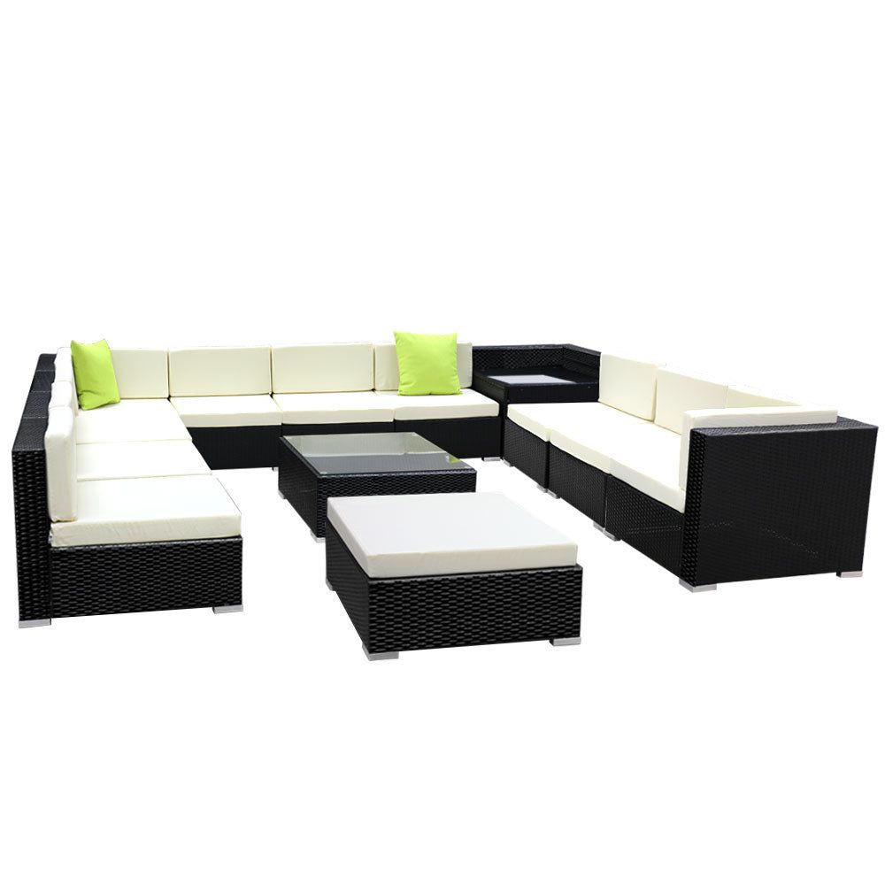 Gardeon 13-Piece Outdoor Wicker Sofa Set with Storage Cover - Patio Furniture for Garden, Poolside & Backyard Relaxation