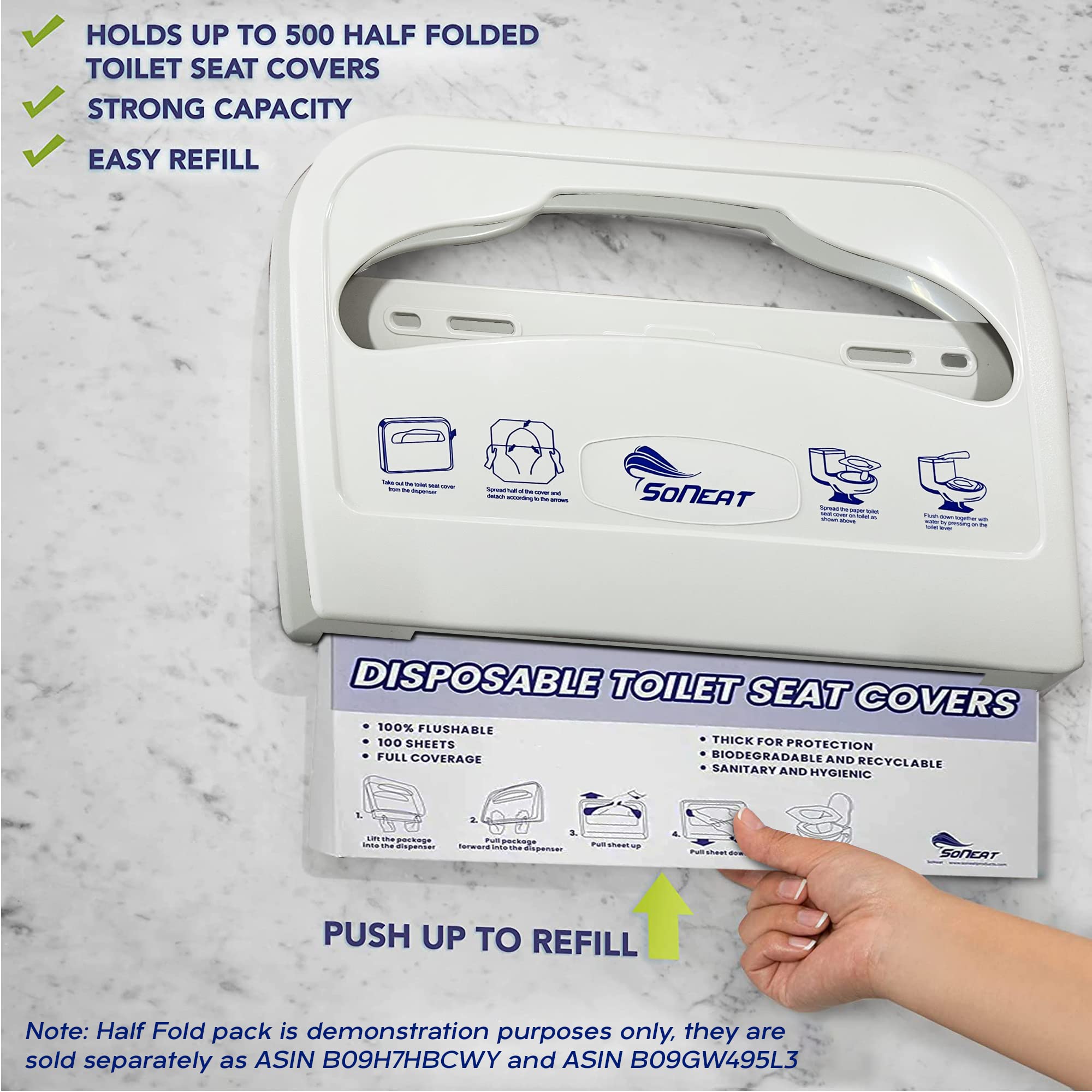 Disposable Toilet Seat Cover Dispenser - Wall Mounted Half Fold Plastic Holder for Commercial & Home Use | Heavy Duty, Portable & Lightweight | Ideal for Public Restrooms, Offices, Schools & Hospitals