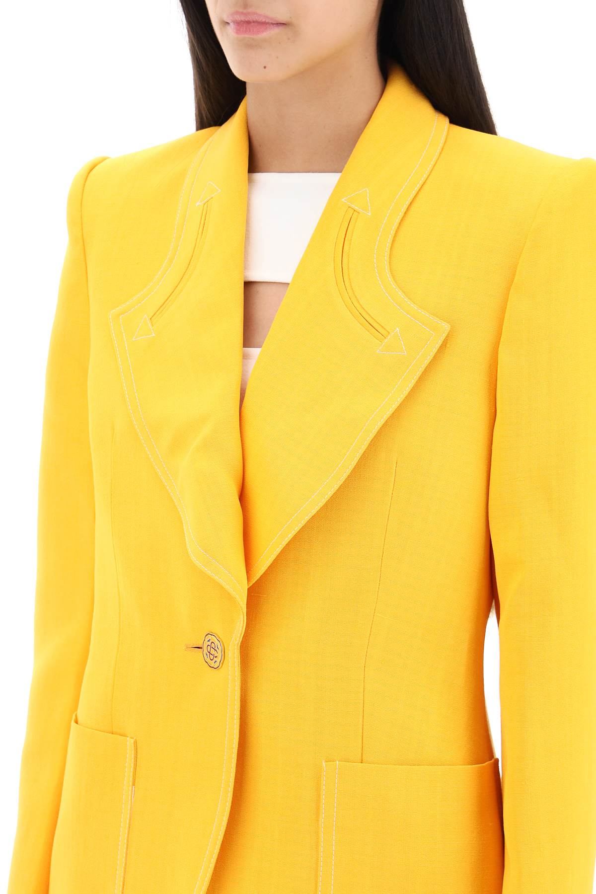 Casablanca Silk Blend Single Breasted Blazer for Women - Elegant Office Wear & Formal Occasions