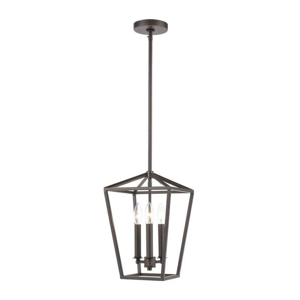 Geometric Style Mini Pendant Light with 3 Exposed Bulbs - Oil Rubbed Bronze Finish - 31-BEL-3353602 - Bailey Street Home - Perfect for Kitchen Island, Dining Room, or Entryway Lighting