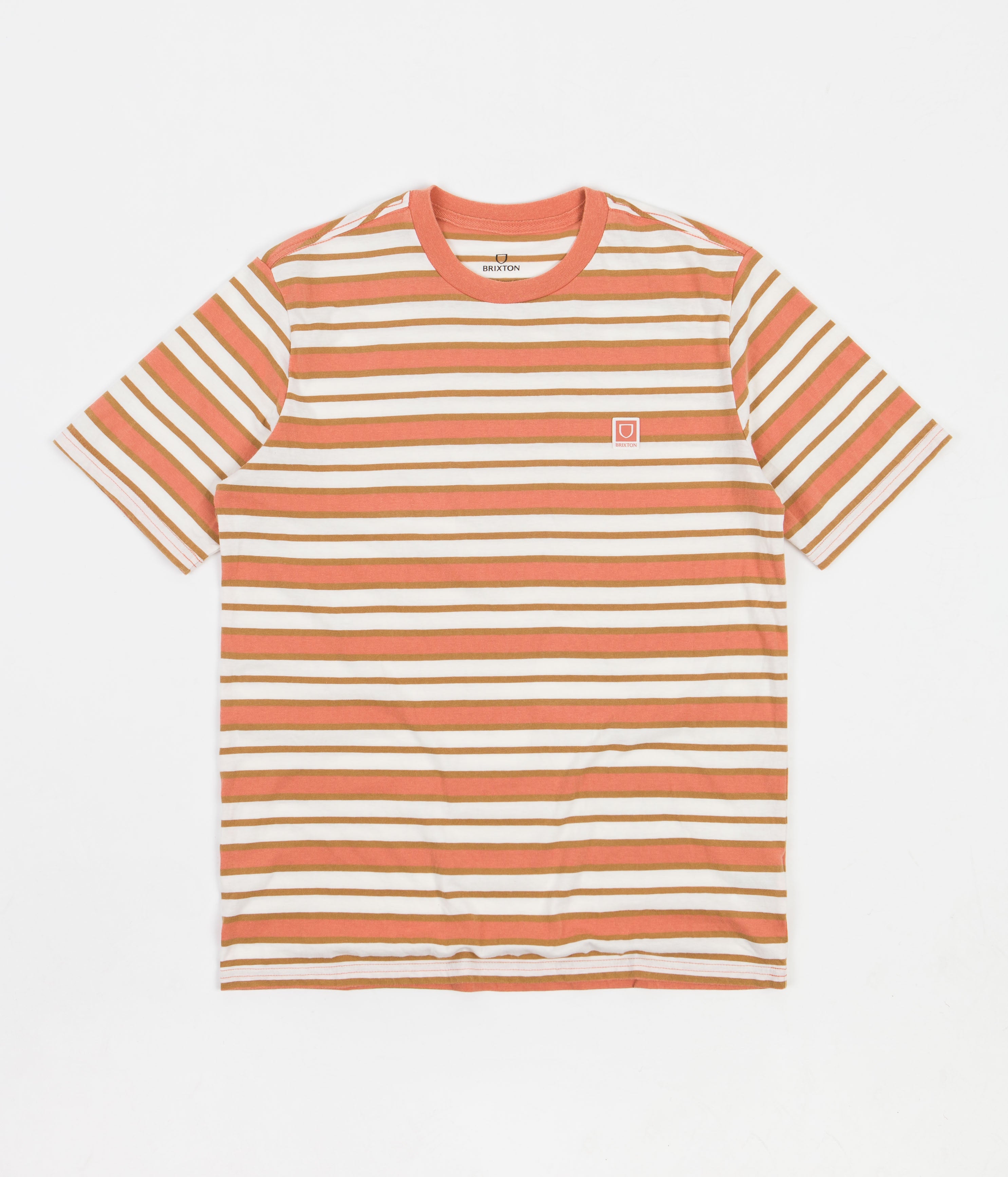 Brixton Hilt Multi-Stripe Graphic T-Shirt for Men - Vintage Washed Off White with Lion Sun Design | Casual Streetwear & Summer Outfits