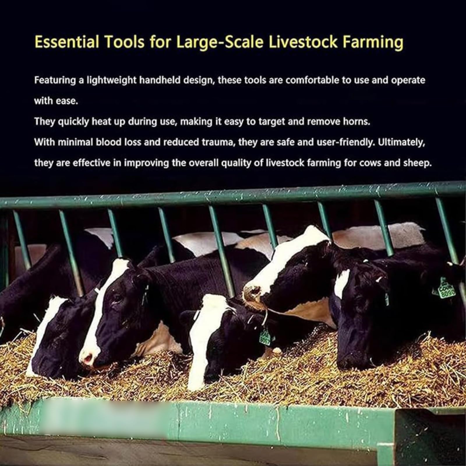 Electric Dehorner for Cattle - Cordless & Fast Heating Dehorning Tool for Calves, Lambs & Goats | Professional Livestock Care Equipment | Perfect for Farms, Ranches & Veterinary Use