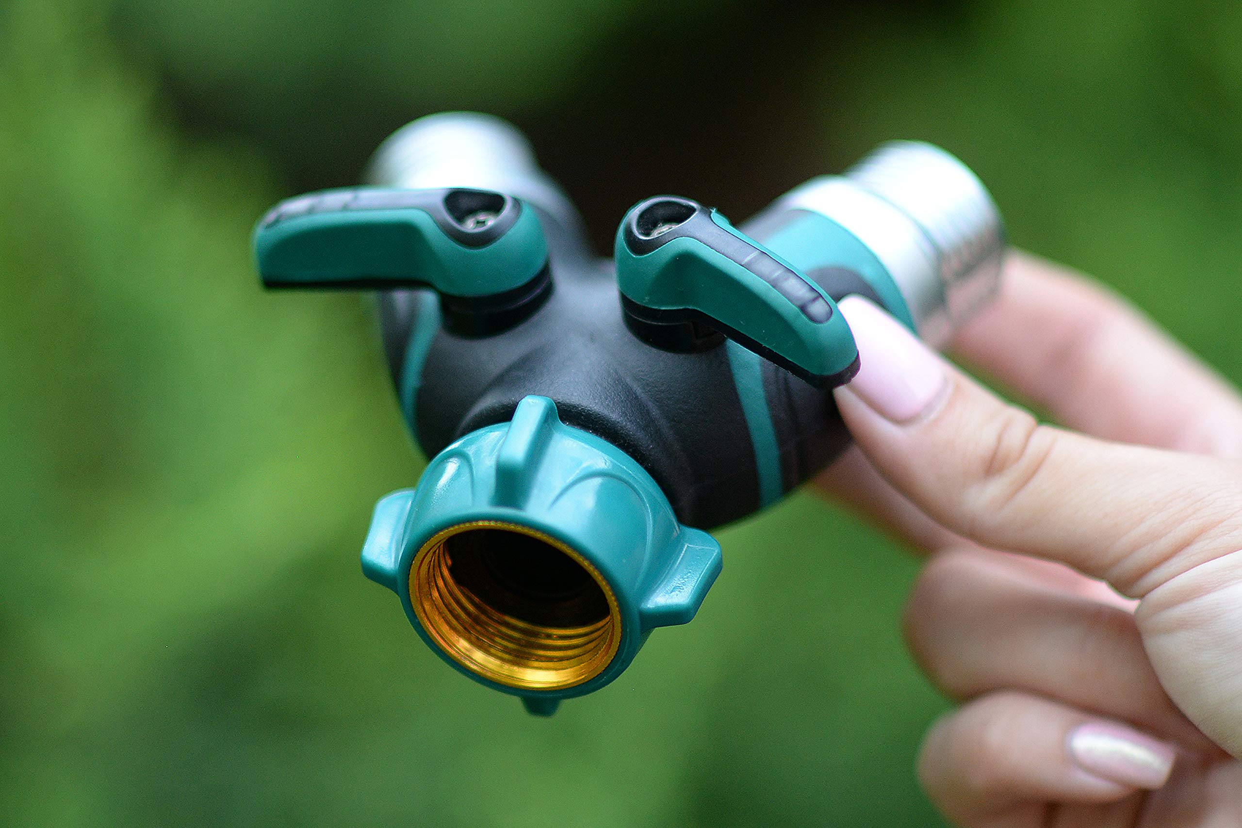 2024 Upgraded Metal Garden Hose Splitter - 2 Way Y Hose Connector with 3/4