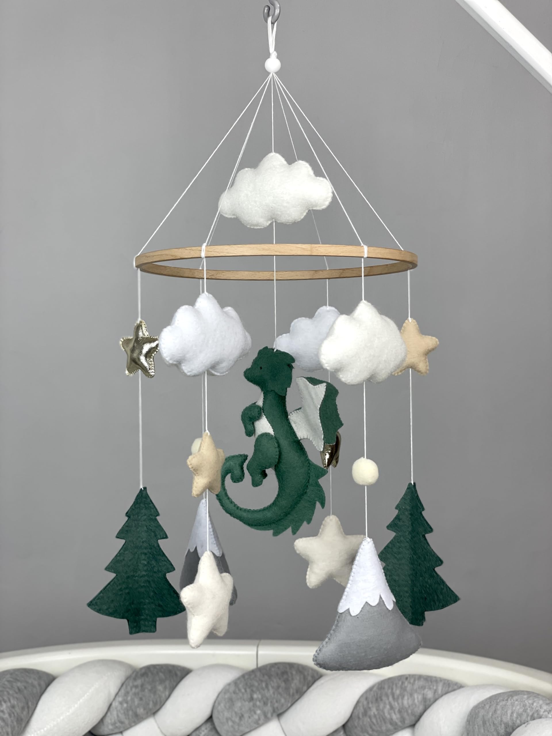 Dragon Crib Mobile for Baby Nursery - Fantasy Dragon Themed Baby Mobile with Hanger - Perfect for Baby Showers, Newborn Gifts & Nursery Decor - Ideal for Boys' Rooms, Themed Nurseries & Fantasy Decor