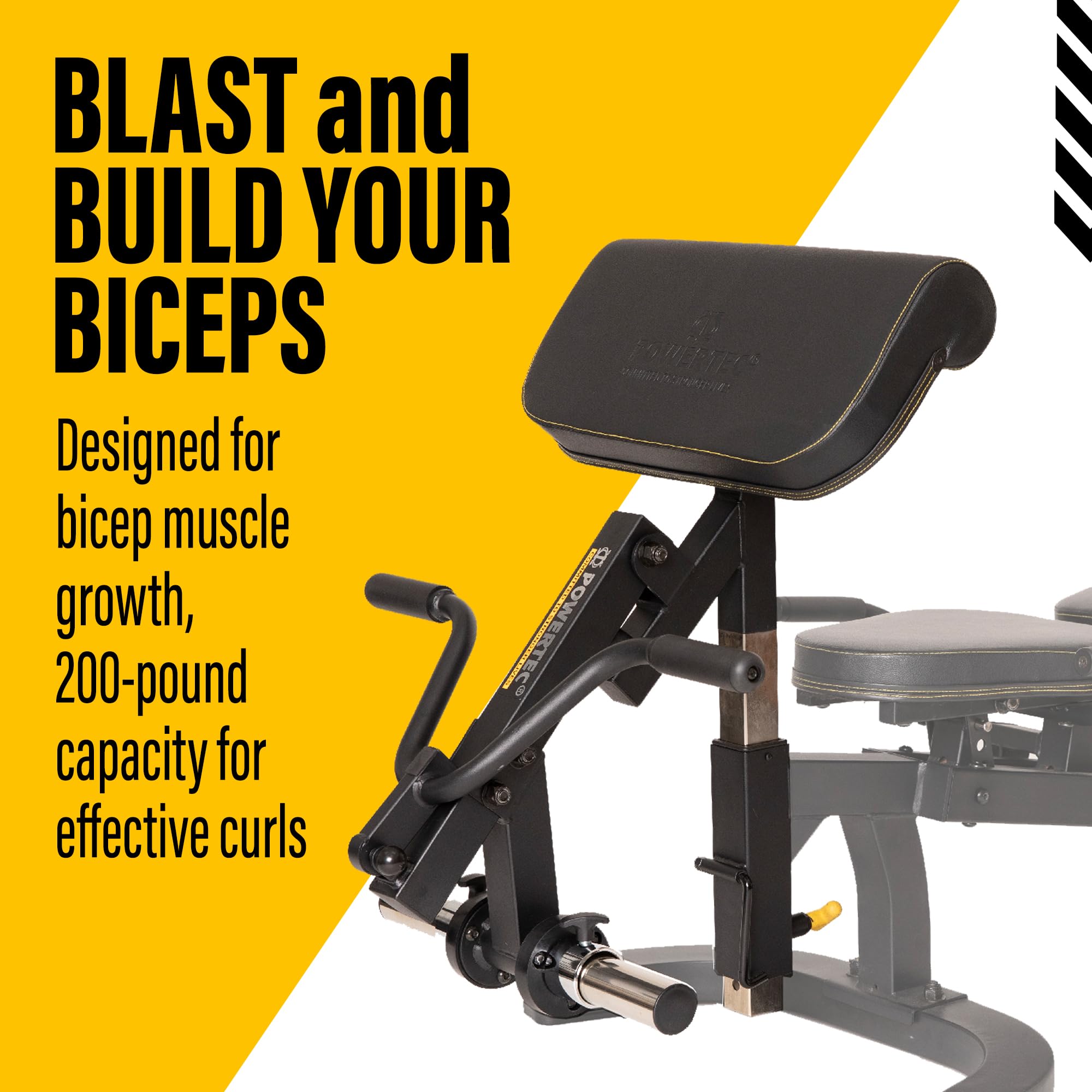 Powertec Fitness Workbench Curl Weight Machine Attachments - 200 lbs Capacity Bicep Curl Equipment for Powertec Workbenches - Premium Home Gym Accessories for Strength Training & Muscle Building