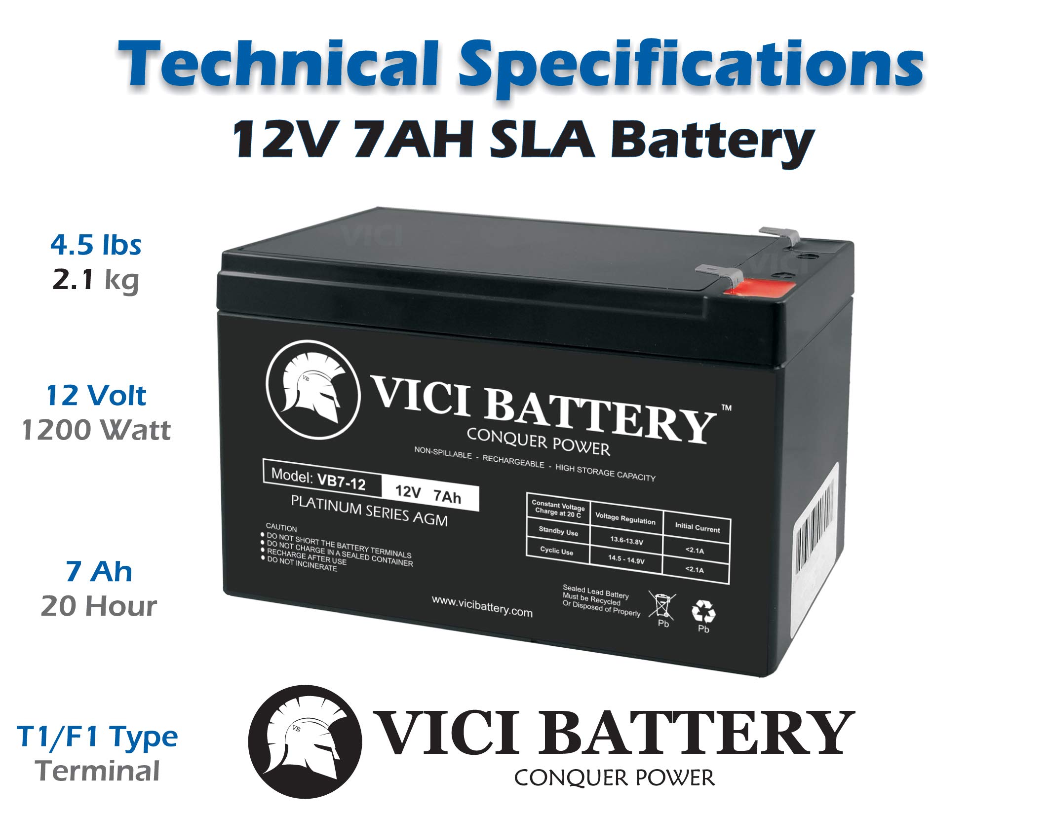 VICI 7.2V 12Ah Replacement Battery for Gruber Power GPS7.2-12 - High Capacity Medical Battery Compatible with Hospital Equipment, Wheelchairs & Scooters - Long-Lasting Power Supply for Emergency Backup & Mobile Use - Perfect for Medical Devices, Security Systems & Portable Electronics
