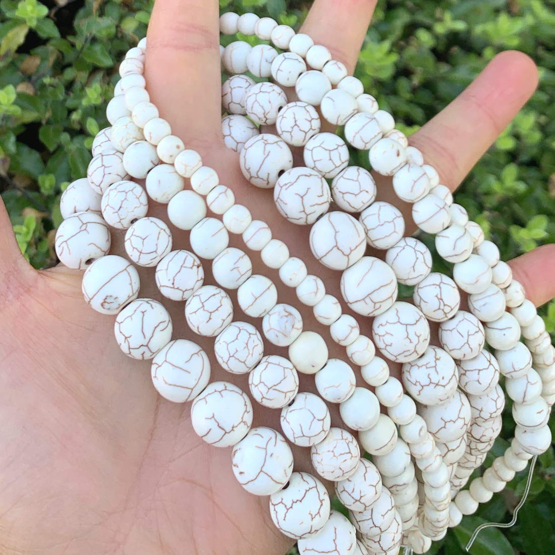 2 Strands Adabele Natural White Magnesite Gemstone 12mm Round Loose Beads (64-68pcs) - Imitated Howlite Stone Spacer for DIY Jewelry Making, Bracelets, Necklaces & Craft Projects