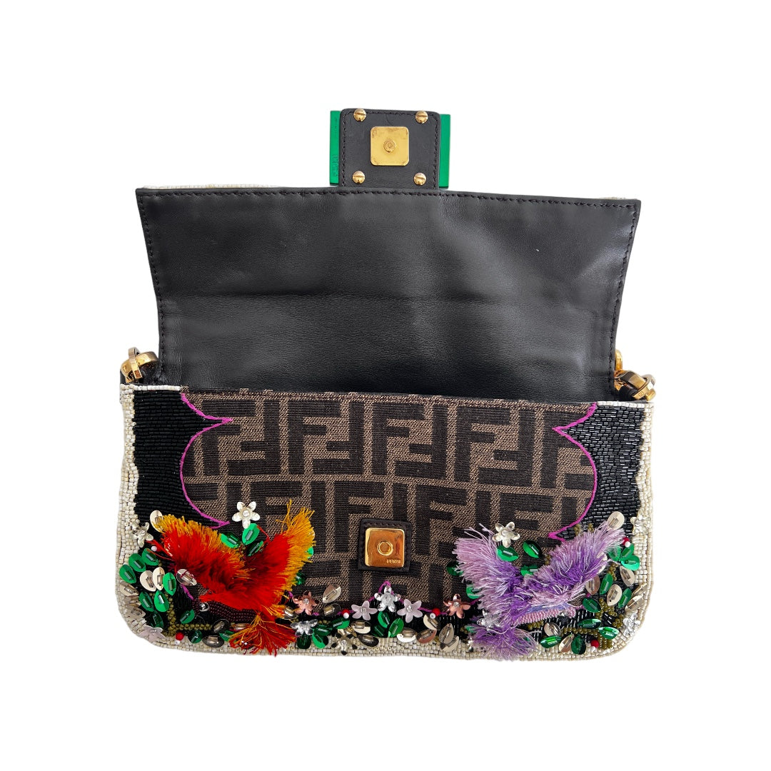 Fendi New Style Garden Embroidered Baguette Bag - Luxury Designer Handbag for Women | Perfect for Parties, Weddings & Everyday Use