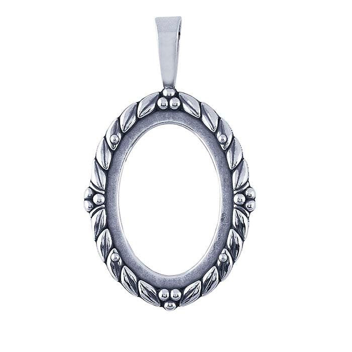 Premium Sterling Silver Oval Leaf Cameo Pendant Mounting - 25x18mm & 40x30mm Cabochon Settings for Jewelry Making | Perfect for Necklaces, Brooches & DIY Craft Projects