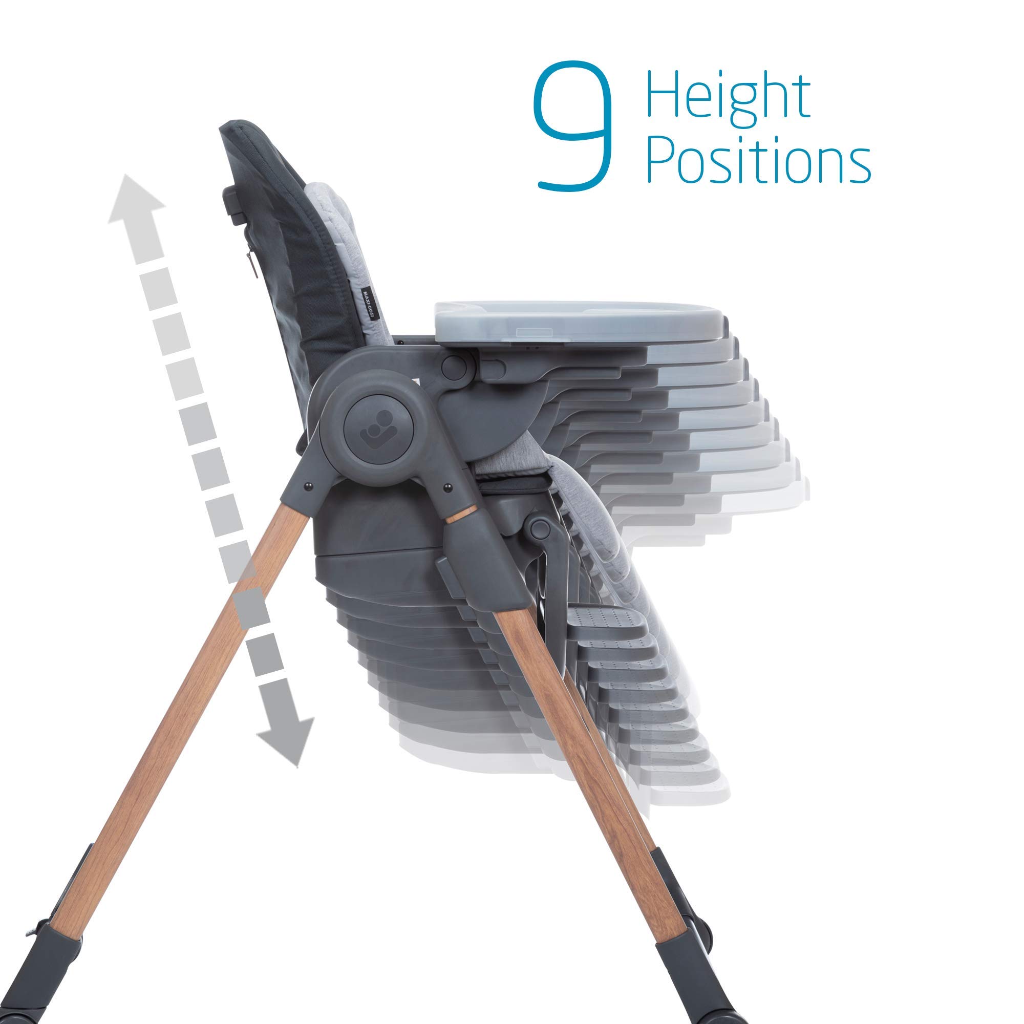 Maxi-Cosi 6-in-1 Minla Convertible High Chair - Adjustable Baby Feeding Seat with Removable Tray, Essential Graphite | Perfect for Dining, Weaning & Playtime at Home