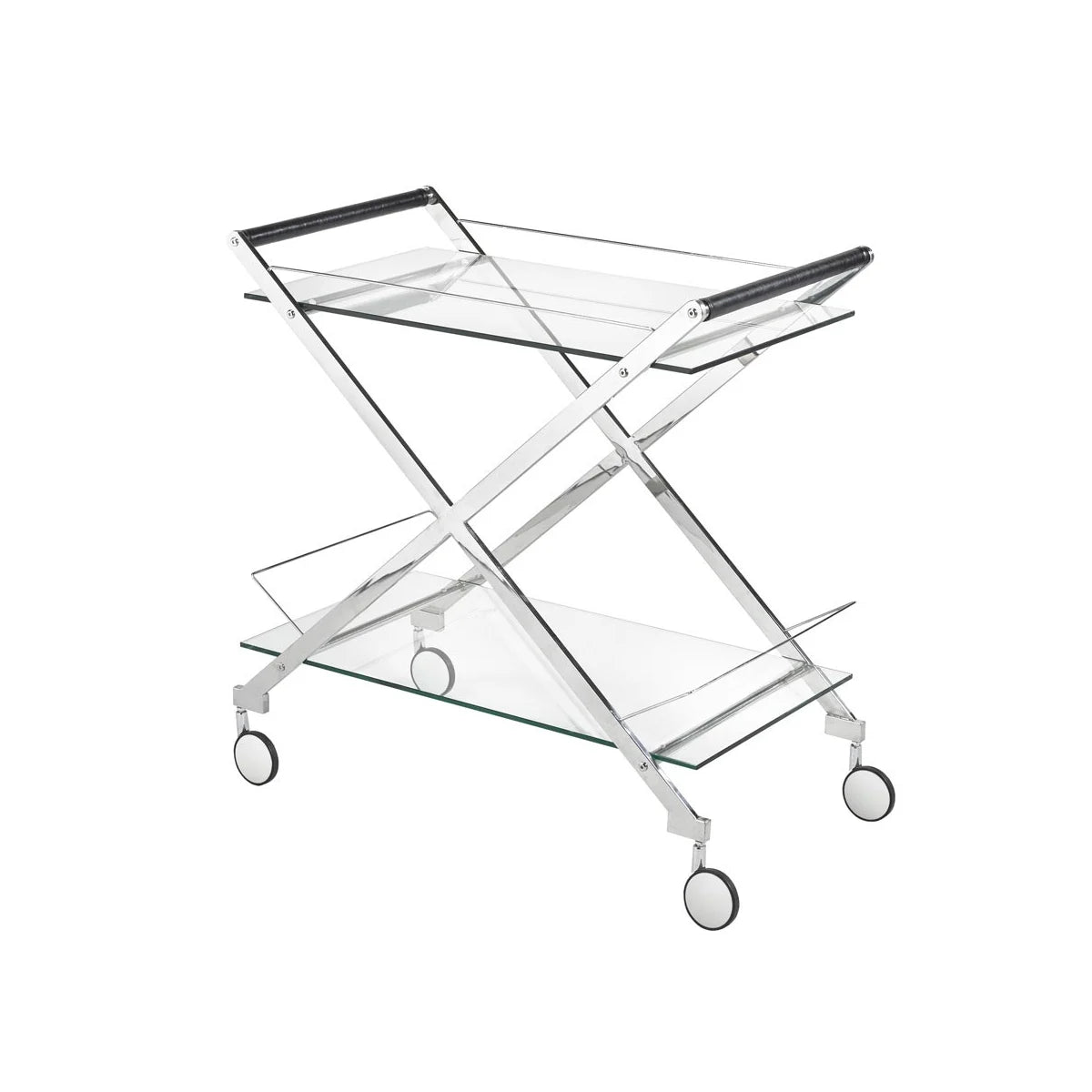 Silver Bermuda Bar Cart - Mobile Serving Cart with Wheels for Home, Office, or Outdoor Entertaining