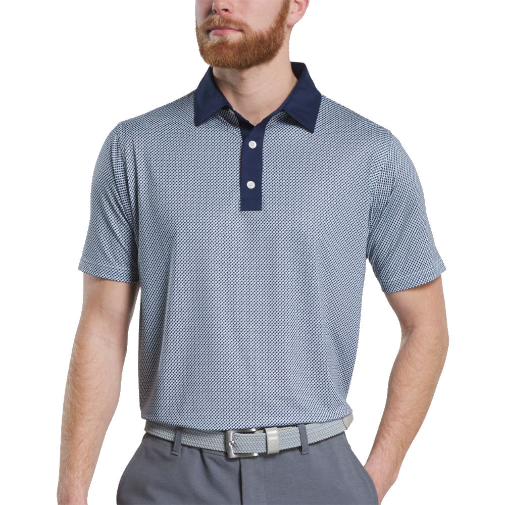 FootJoy Men's Lattice Print Lisle Golf Polo Shirt - Moisture-Wicking & UV Protection for Comfortable Golfing & Outdoor Activities