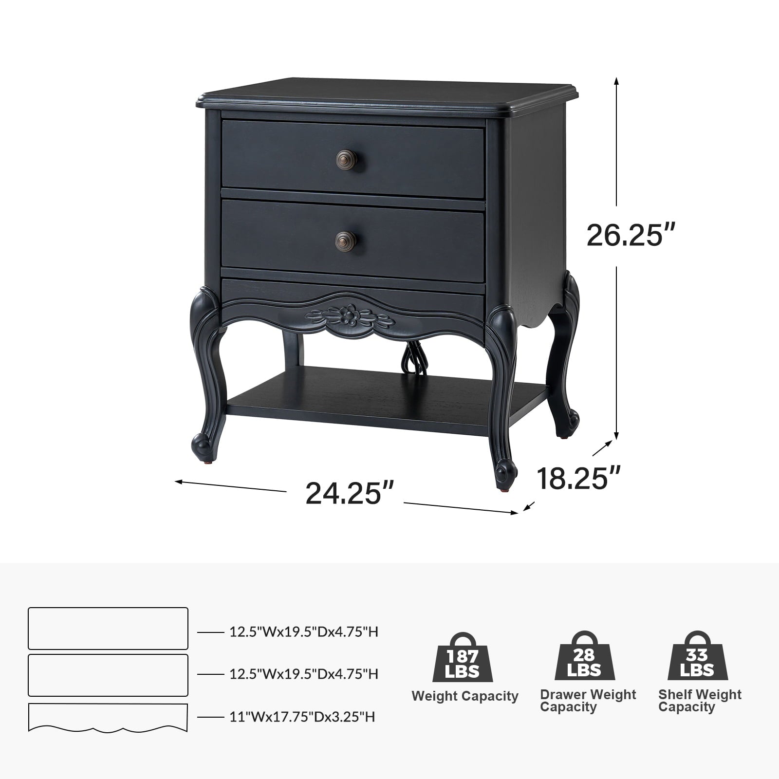 Nina Modern Nightstand with Hidden Drawer - Fully Assembled Bedside Table for Bedroom, Living Room & Office - Traditional Exquisite Design (Optional Types Available)