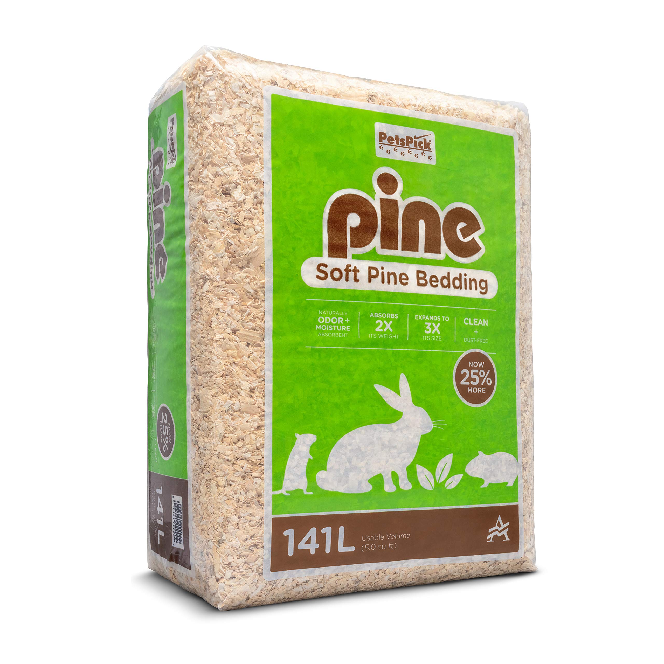 Premium Pine Small Pet Bedding - 141L (3.7 Cubic Feet) | Natural, Odor-Control Wood Shavings for Hamsters, Rabbits & Small Animals | Ideal for Cages, Hutches & Nesting Areas