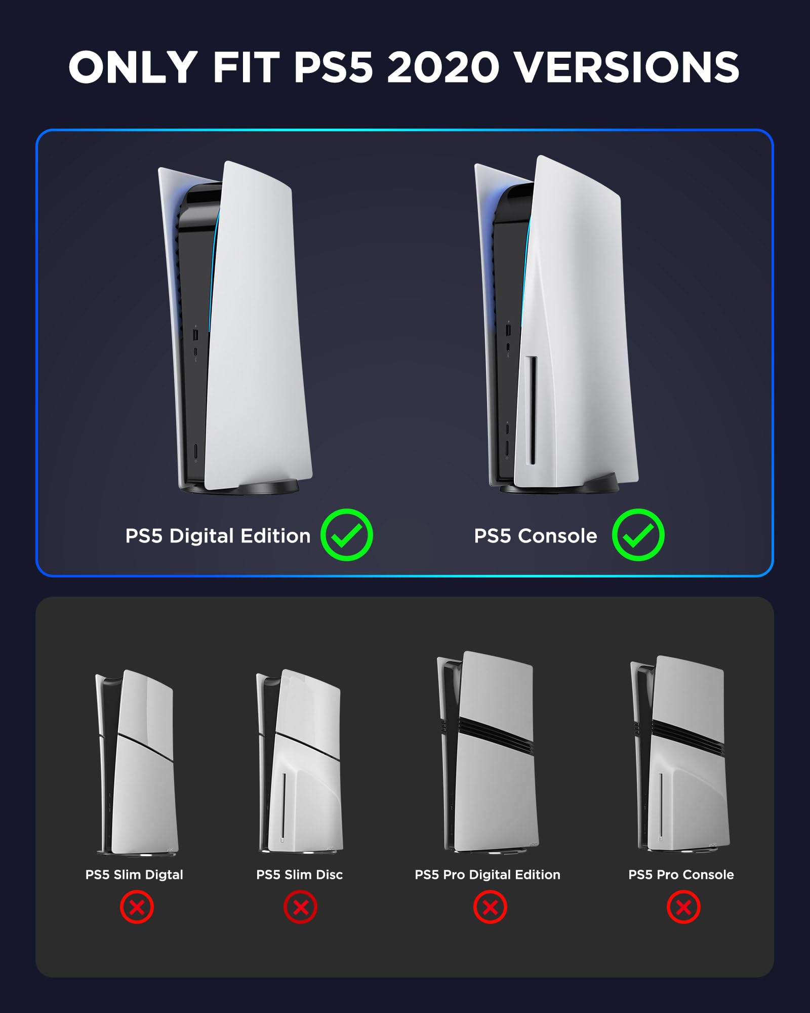 YOGES PS5 Stand with Cooling Fan & Dual Controller Charger - White | 2H Fast Charging Station with Temperature Sensor & 2 Headset Holders | Perfect for Gaming Setup & Console Protection