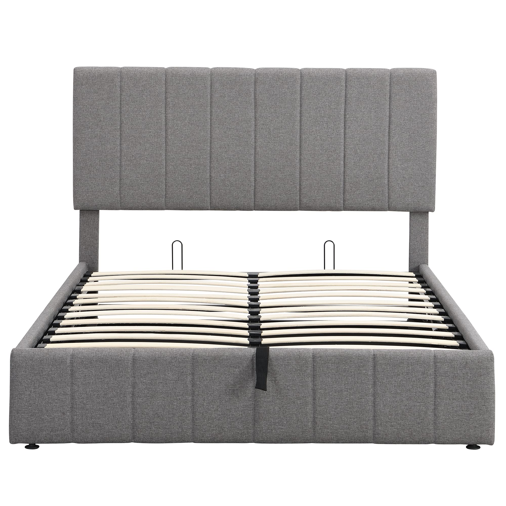 Full Size Upholstered Platform Bed with Gas Lift Hydraulic Storage System & Tufted Headboard - Modern Gray Wooden Bed Frame for Small Space Bedroom Organization | Perfect for Apartments, Guest Rooms & Studio Living