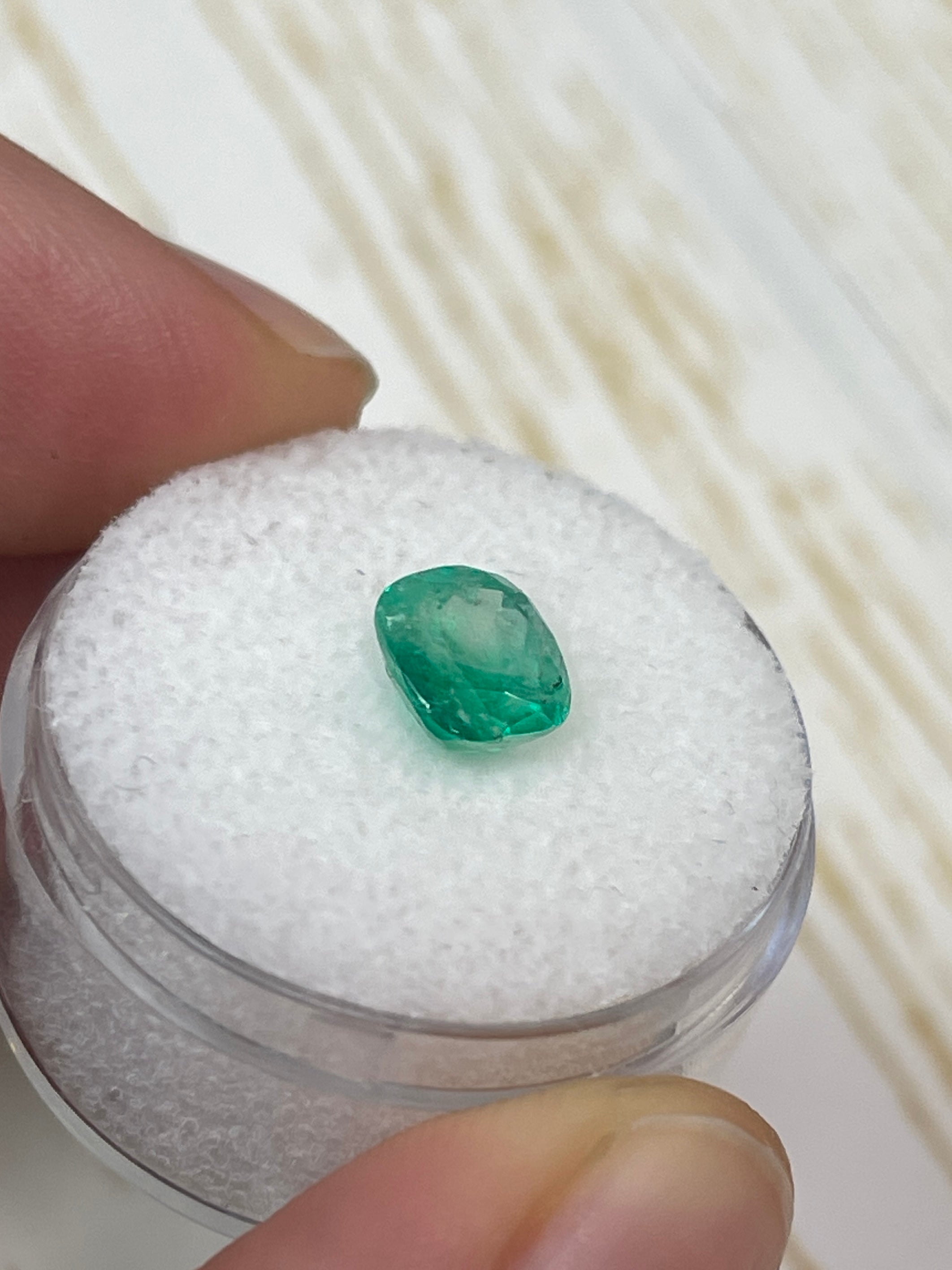 1.69 Carat Natural Colombian Emerald Loose Gemstone - Cushion Cut Earthy Green Color for Jewelry Making & Engagement Rings