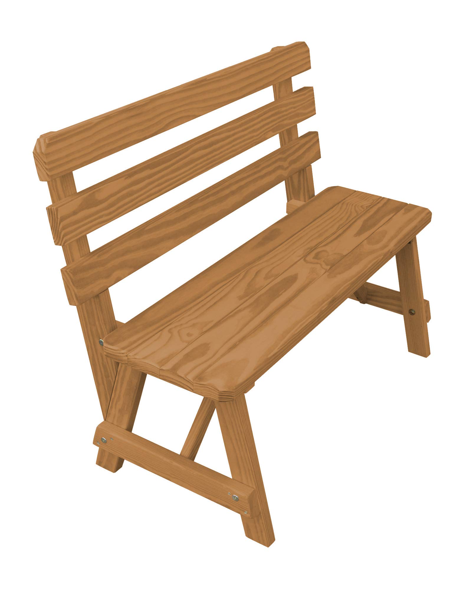 4' Traditional Pine Bench with Oak Stain - Solid Wood Entryway, Dining, or Garden Seating Bench for Home and Outdoor Use