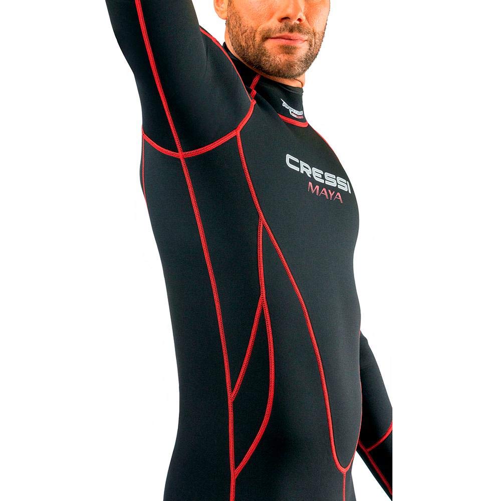 Cressi Maya 2.5mm Neoprene Wetsuit for Scuba Diving & Snorkeling - Black/Red, Size L - Warm Water Protection for Men & Women