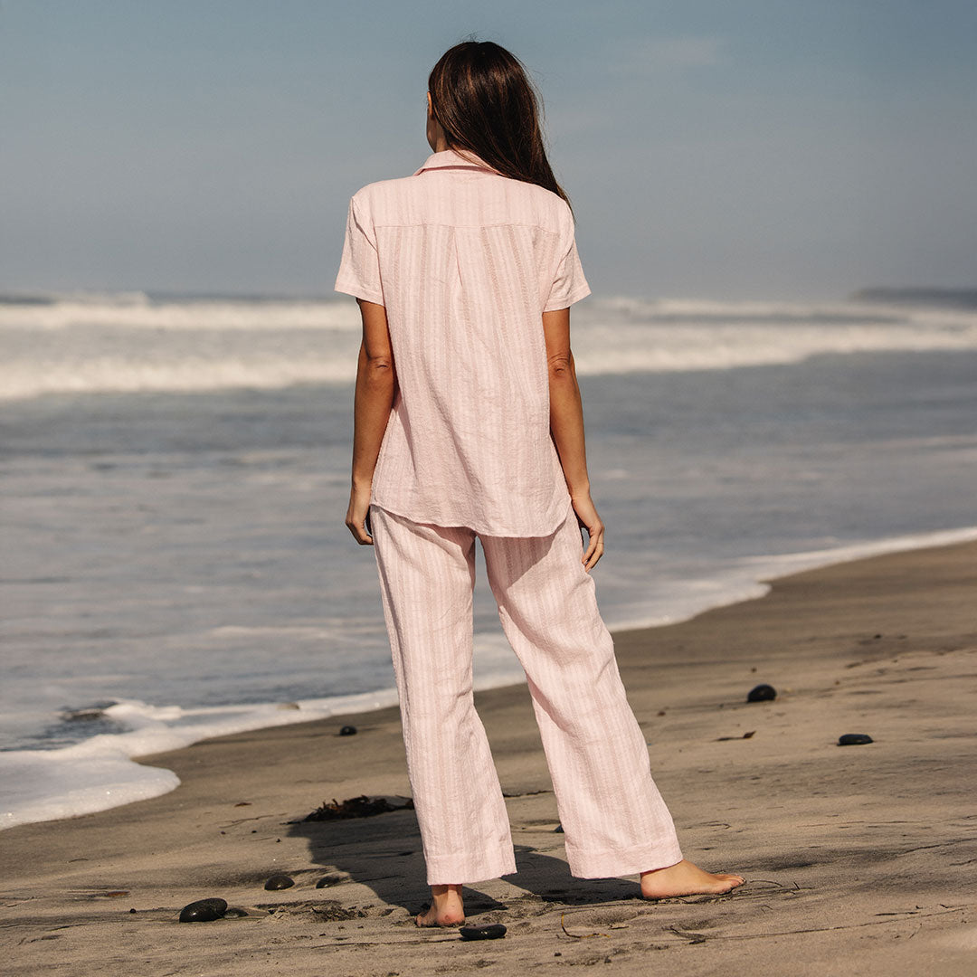 Women's Cabana Pants - Soft Pink Lounge Pants for Summer Beach Vacation & Casual Wear | Comfortable Elastic Waist Pajama Bottoms for Relaxing at Home