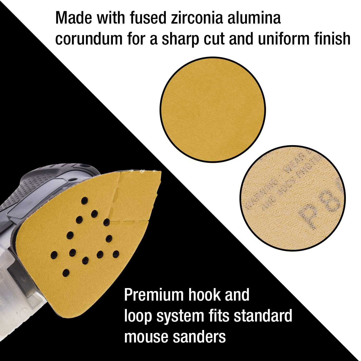 Premium 80 Grit Mouse Detail Sander Sandpaper Sheets - 24-Pack Triangle Hook & Loop Discs for Black & Decker - Woodworking, Auto Body Repair, DIY Craft Projects - Durable Grit for Smooth Finishing