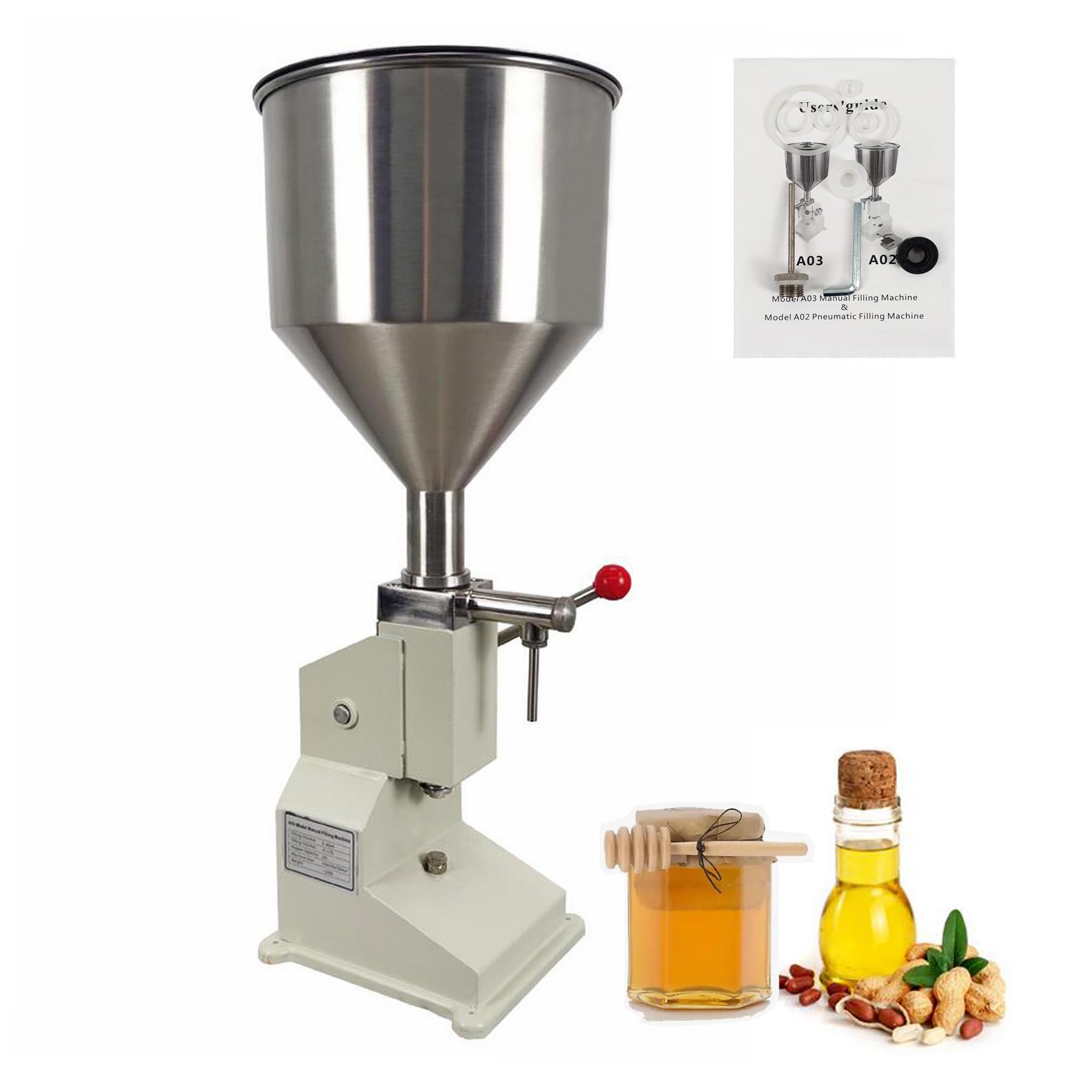 INTSUPERMAI Manual Liquid Filling Machine 5-50ml - Bottle Paste Filler for Cosmetics, Oil, Cream & Lip Gloss (Model A03) - Perfect for Small Business & DIY Beauty Products