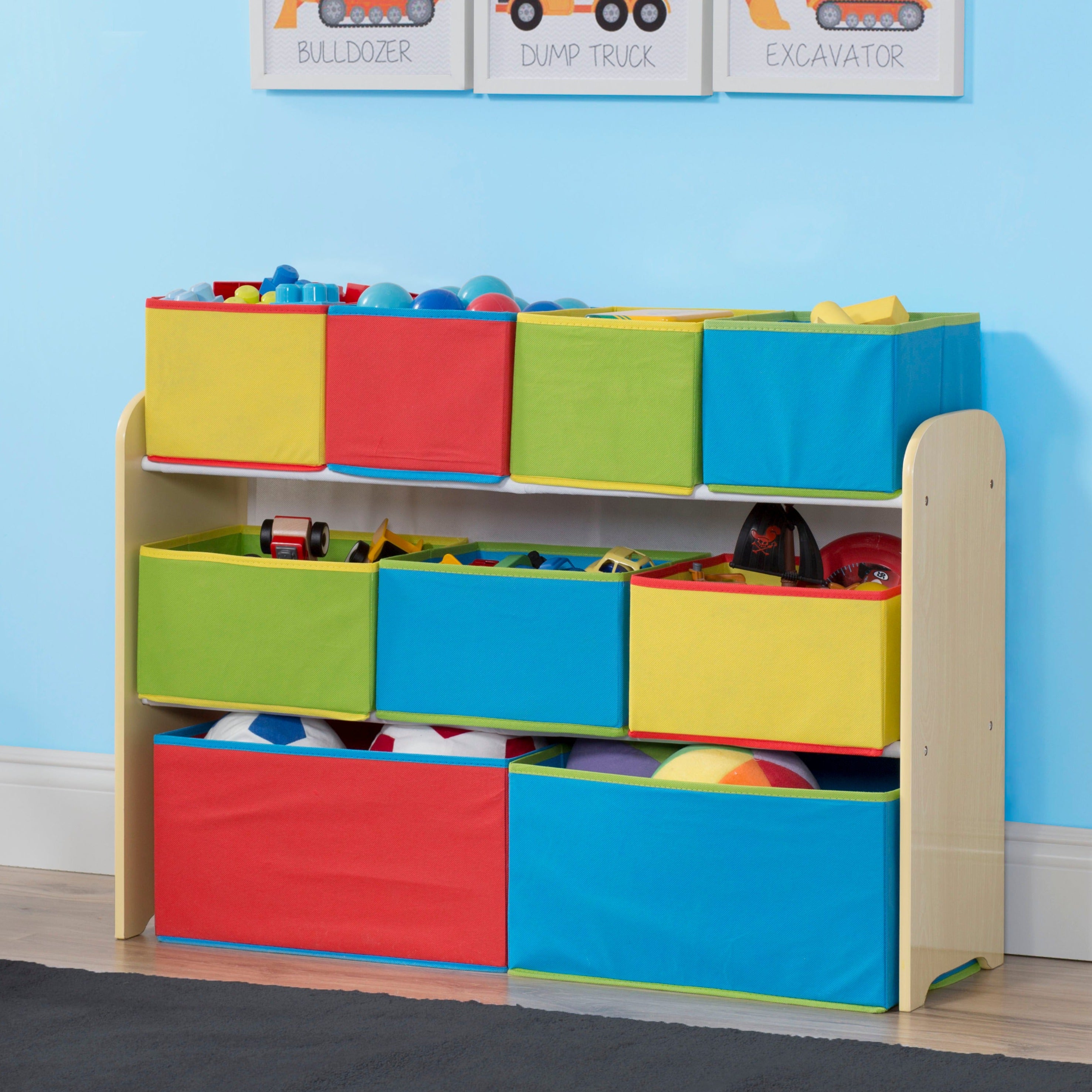 Deluxe Multi Bin Toy Organizer with Storage Bins - Kids Room Organization Solution for Toys, Books & Crafts - Perfect for Playrooms, Daycares & Home Storage