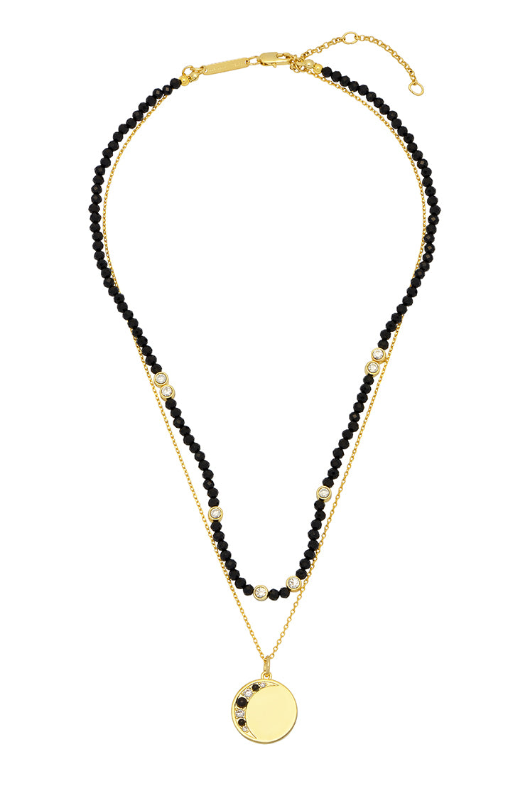 Double Chain Moon Necklace for Women - Elegant Crescent Moon Pendant Jewelry - Perfect for Date Night, Gift Giving & Everyday Wear