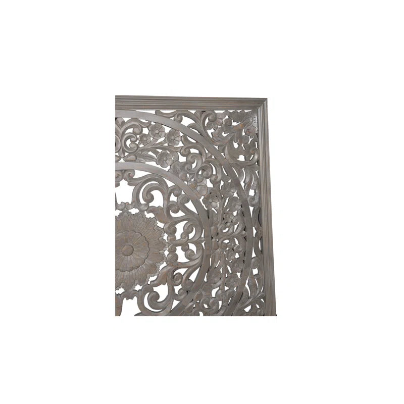 Solid Wood Platform Bed with Hand Carved Details - Gray Dynasty Style - Perfect for Modern and Traditional Bedrooms