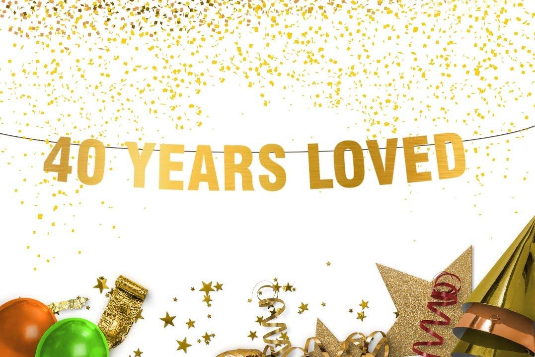 40th Birthday Decorations - Gold '40 Years Loved' Banner for Party & Photo Props - Anniversary & Birthday Party Decorations - Perfect for Women's 40th Birthday Celebrations, Milestone Parties & Photo Backdrops