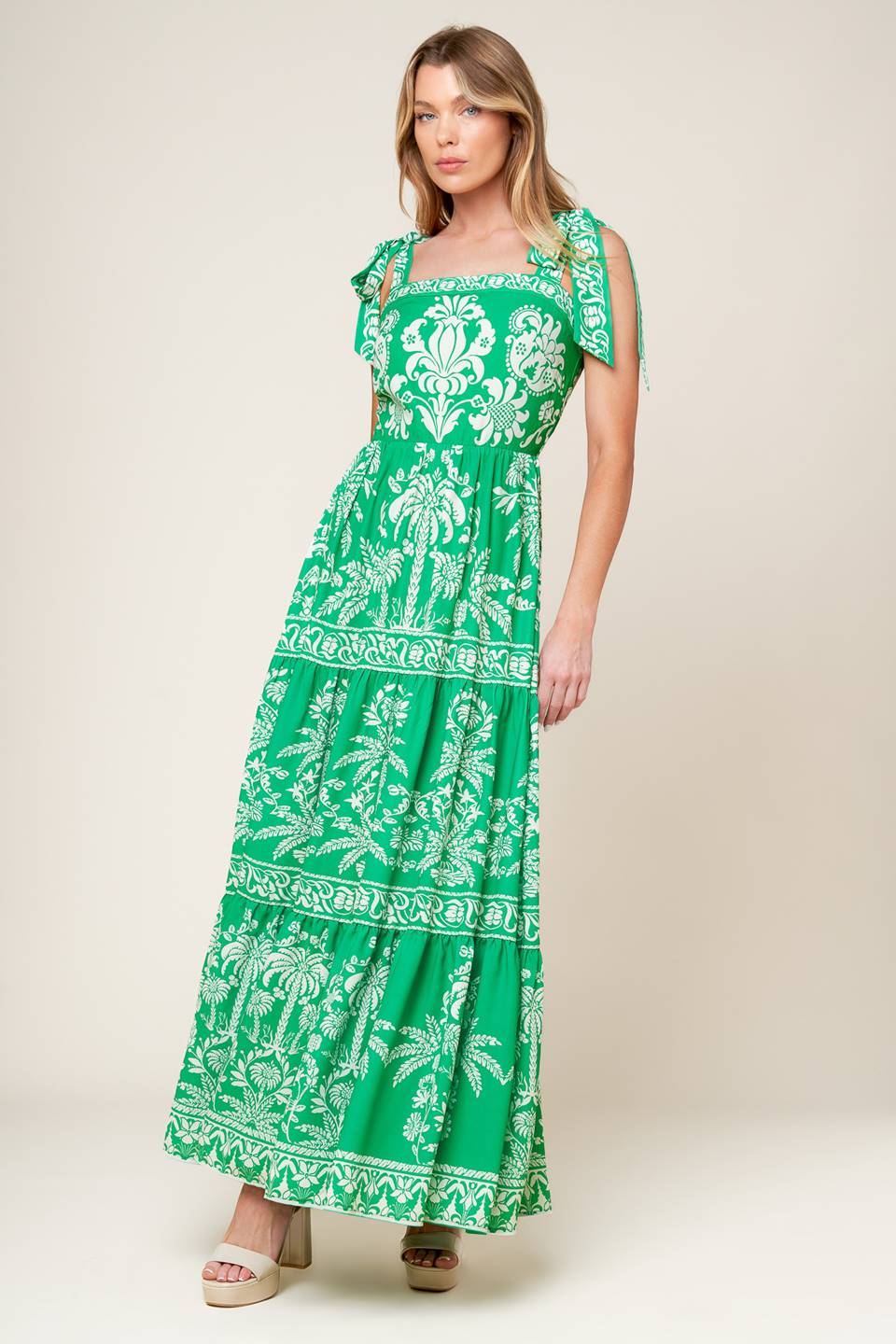 Fauna Maxi Dress in Green - Flowy Boho Summer Dress for Women, Perfect for Beach Vacations, Music Festivals & Casual Outings