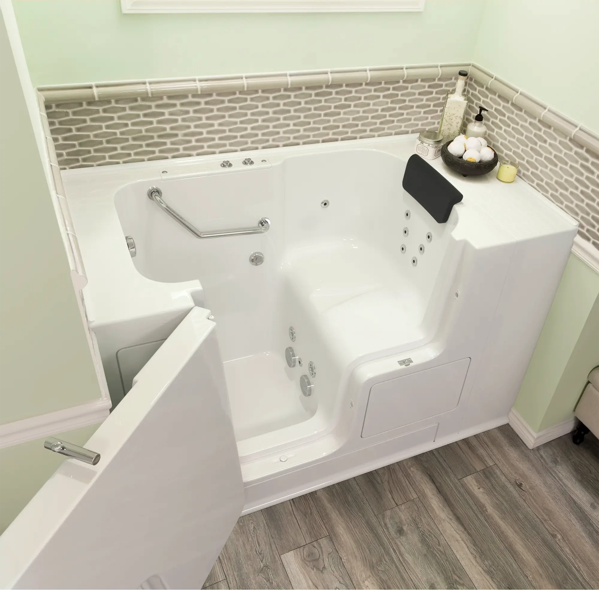 Premium 32 x 52 Inch Gelcoat Walk-In Bathtub with Whirlpool System - Left Hand Drain - Ideal for Seniors & Mobility Support - Spa-Like Relaxation at Home