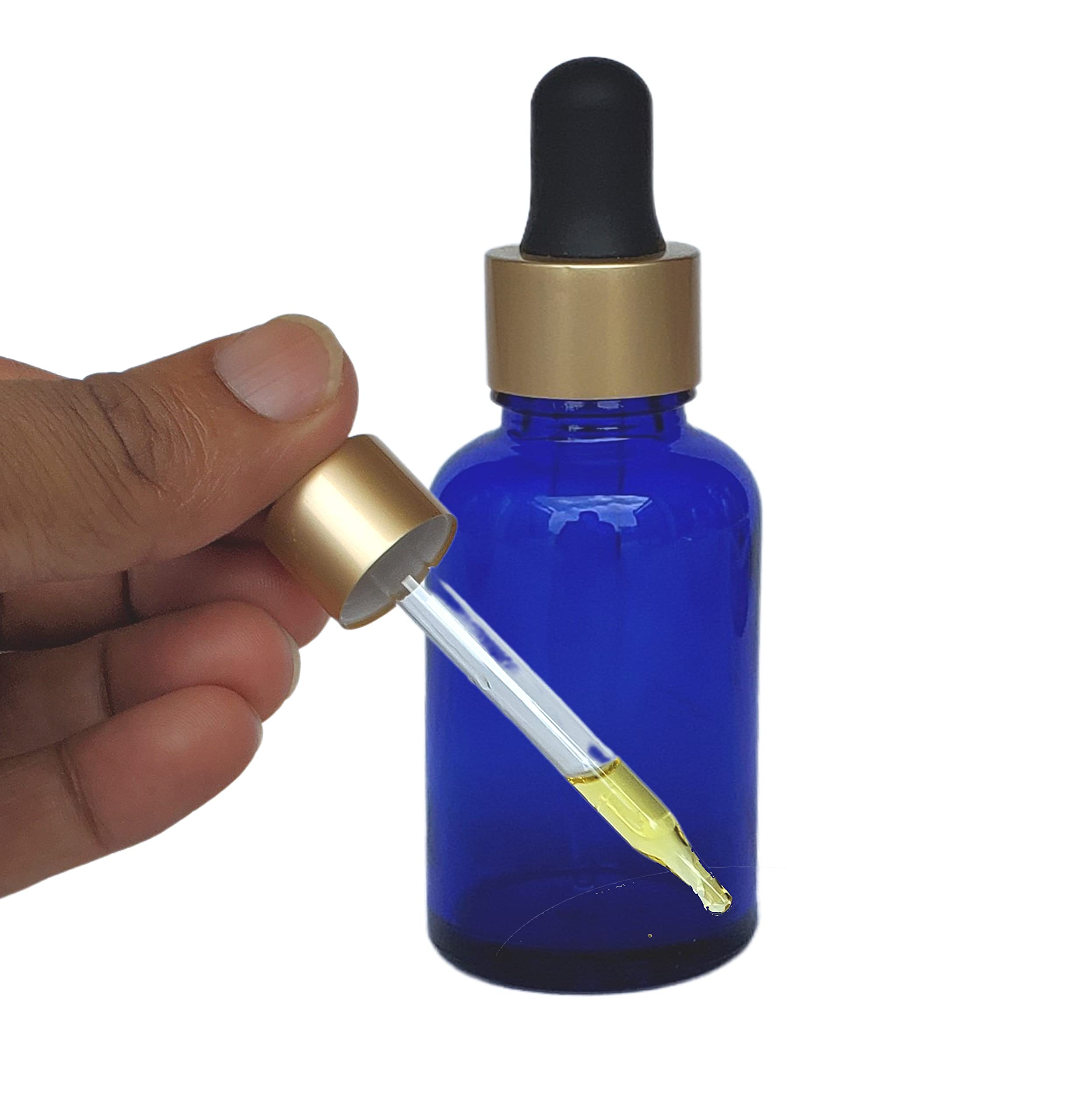 Pure Source India 30ml Empty Glass Dropper Bottles - Pack of 4, Cobalt Blue - Perfect for Essential Oils, CBD Tinctures & DIY Skincare Recipes