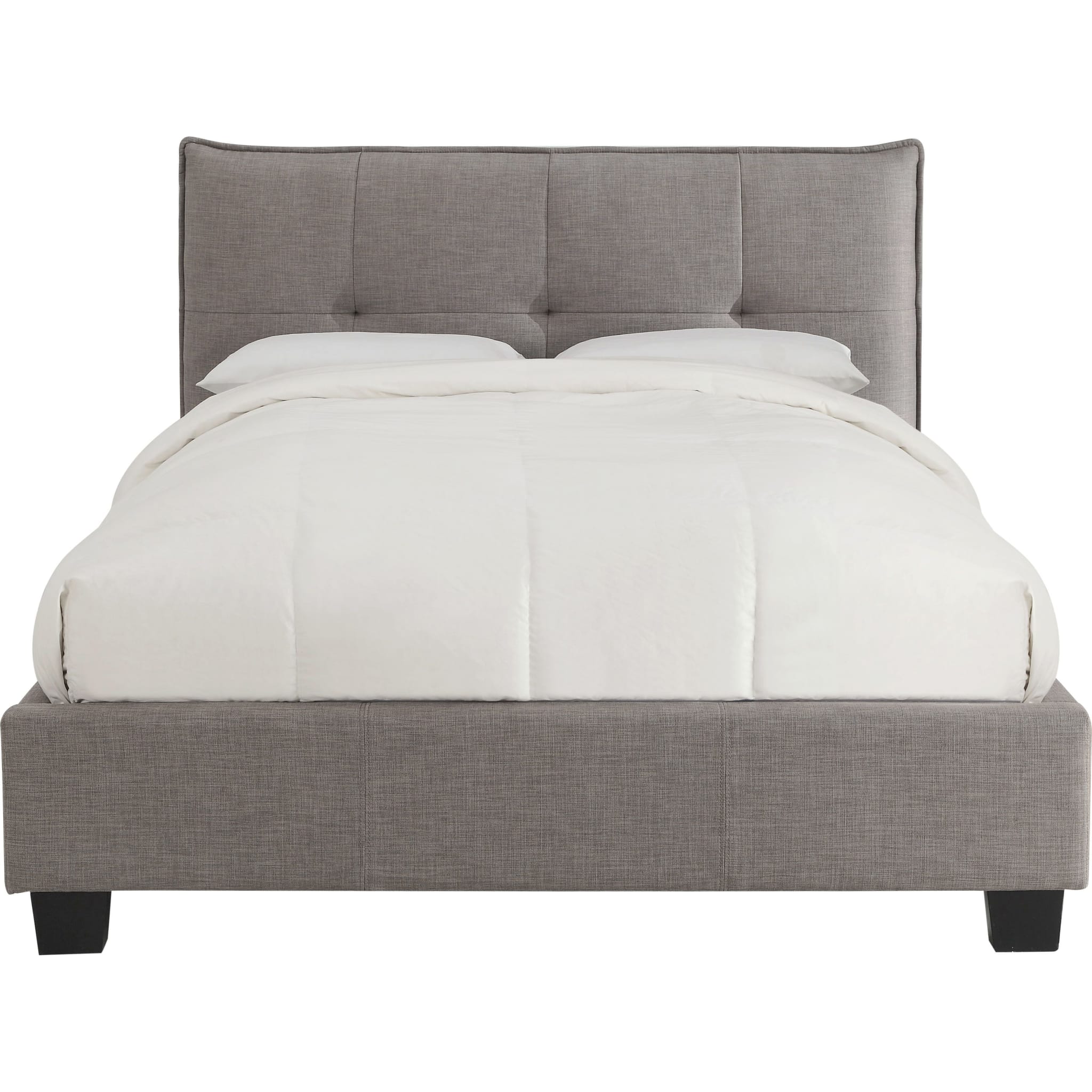 Adona Upholstered Storage Bed with Footboard - Queen Size Platform Bed Frame in Dolphin Linen Fabric - Modern Bedroom Furniture with Underbed Storage for Small Spaces