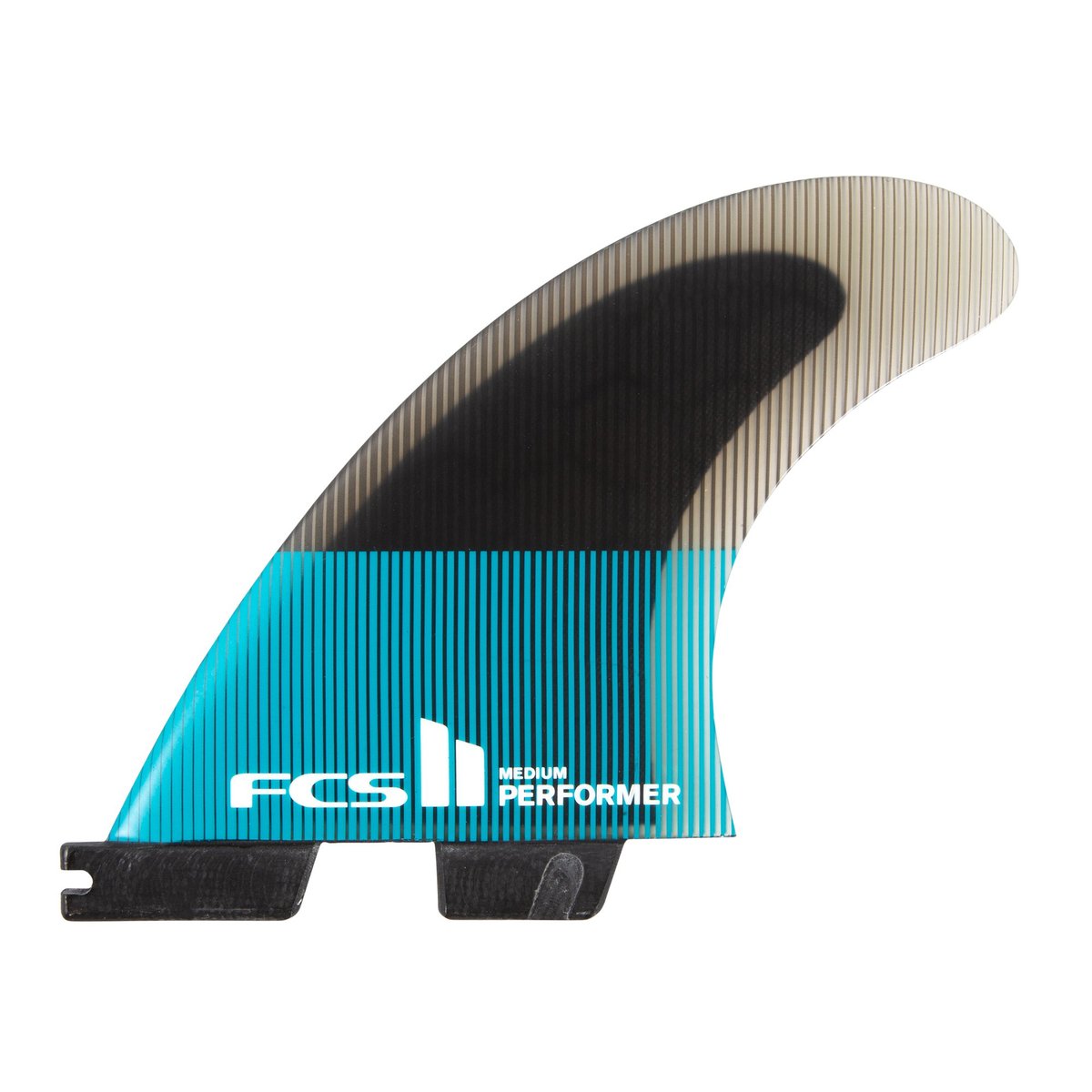 FCS II THRUSTER Performer PC Small Teal/Black Tri Surfboard Fins - High Performance for Shortboards & Performance Surfing