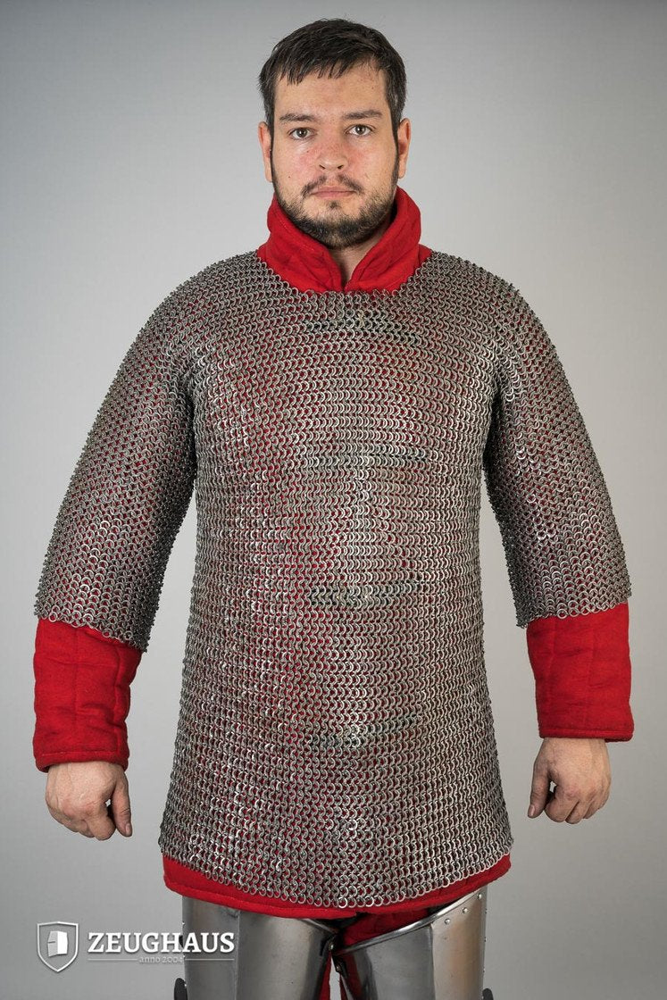 Chainmail Haubergeon Flat Ring Wedge Riveted 9mm Steel Oiled - Medieval Armor for LARP, Cosplay & Historical Reenactment