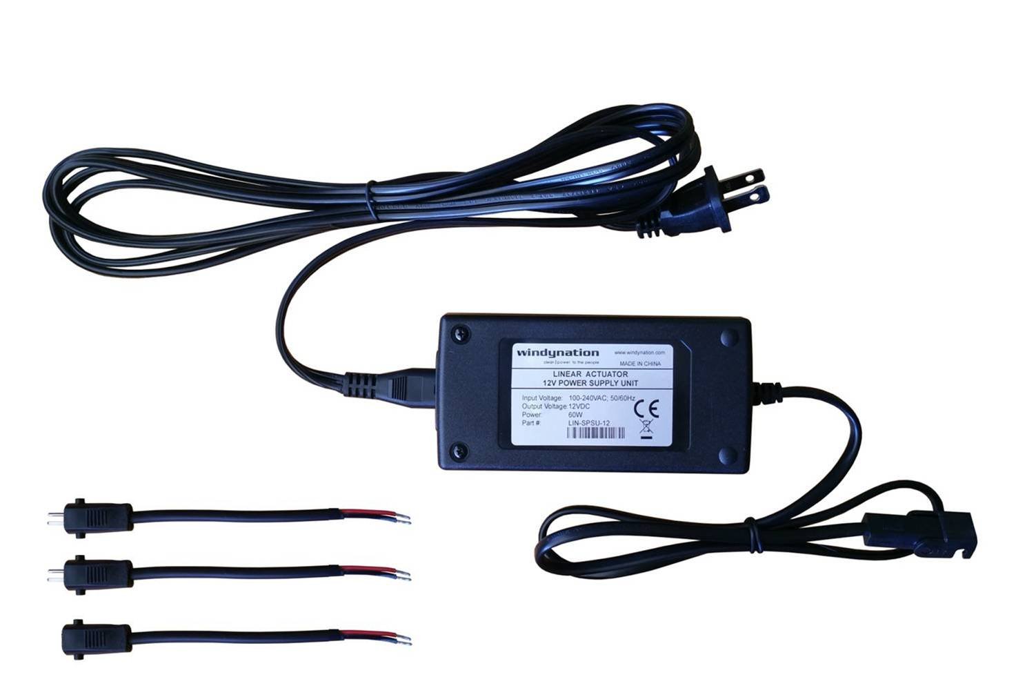 WindyNation 12V Linear Actuator Kit with Power Supply, DPDT Switch & Mounting Brackets - 30 Inch Heavy Duty Electric Actuator for Home Automation, RV Leveling, Medical Equipment & Industrial Machinery