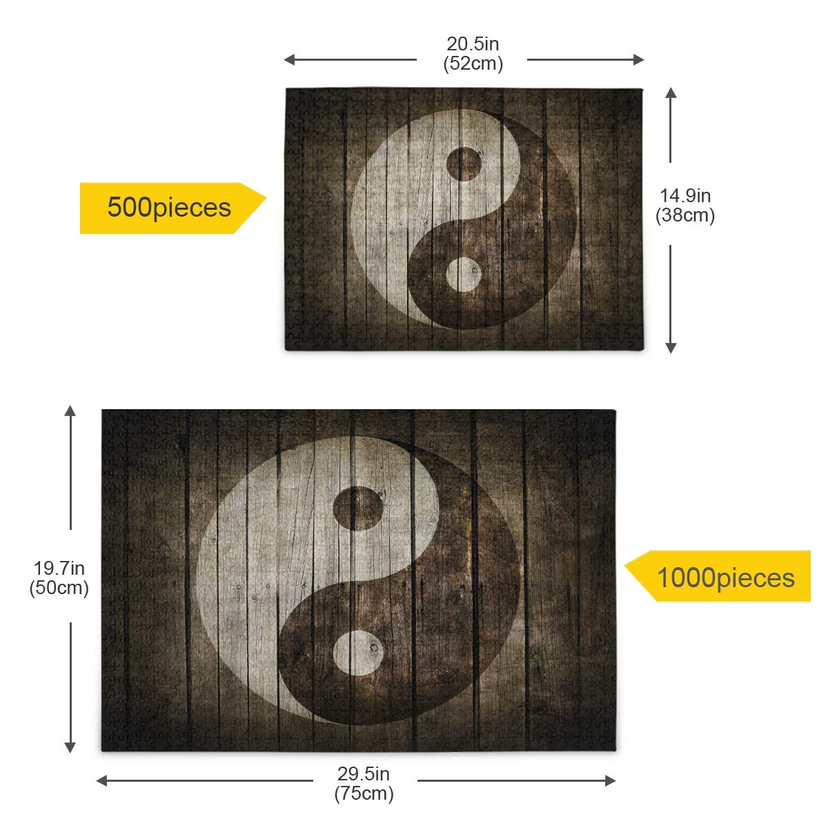 1000 Piece Yin Yang Wooden Jigsaw Puzzle for Adults & Kids - Challenging Brain Teaser for Family Game Night & Home Decor