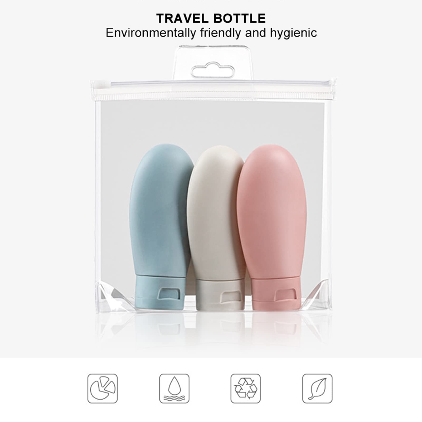 3pcs Silicone Travel Bottles for Shampoo, Shower Gel & Lotion - Leak-Proof Toiletry Containers for Airplane Carry-On | Perfect for Vacation, Gym & Business Trips